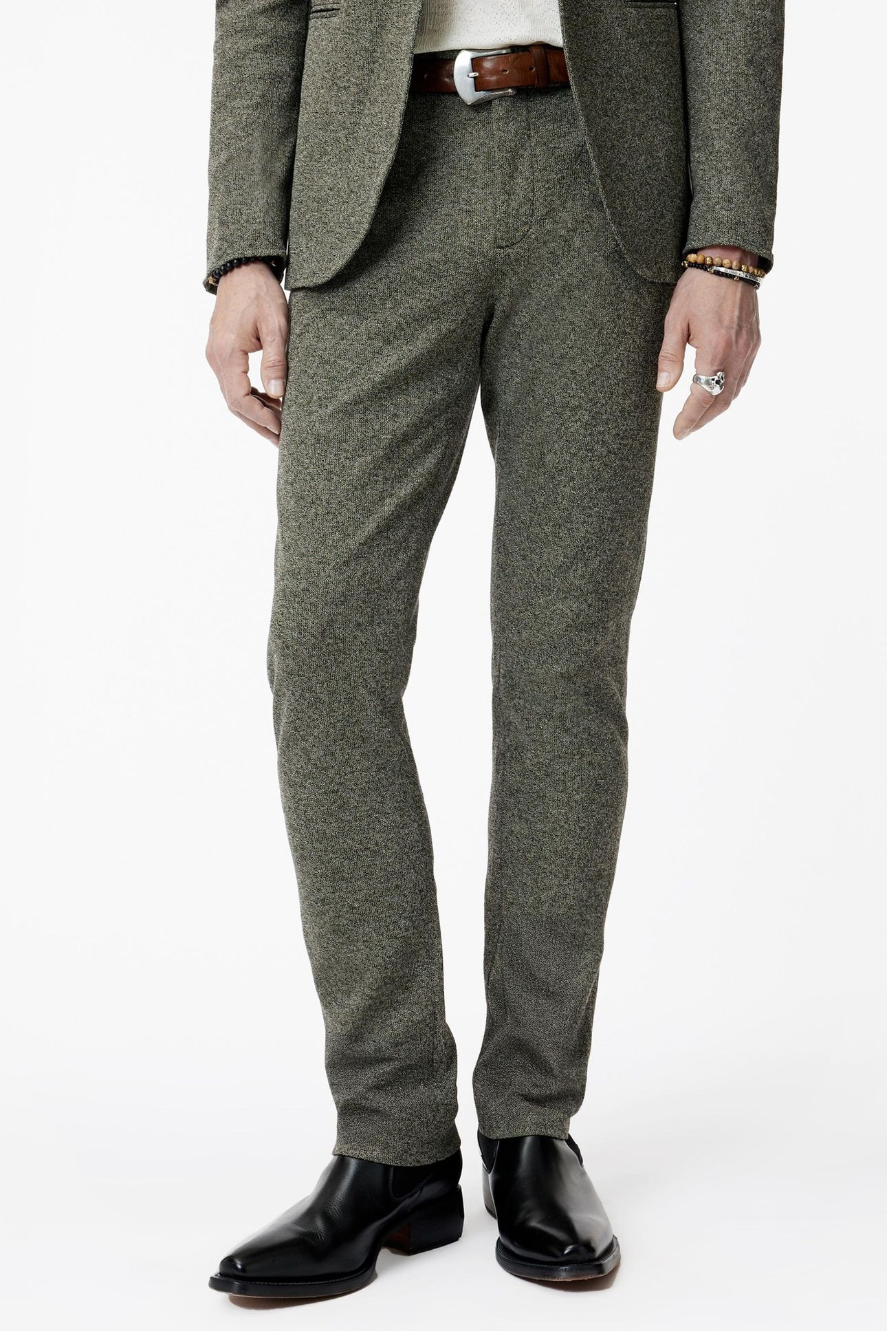 MERCER PANTS - SLIM FIT PANTS WITH WELT MOSS GREEN 2