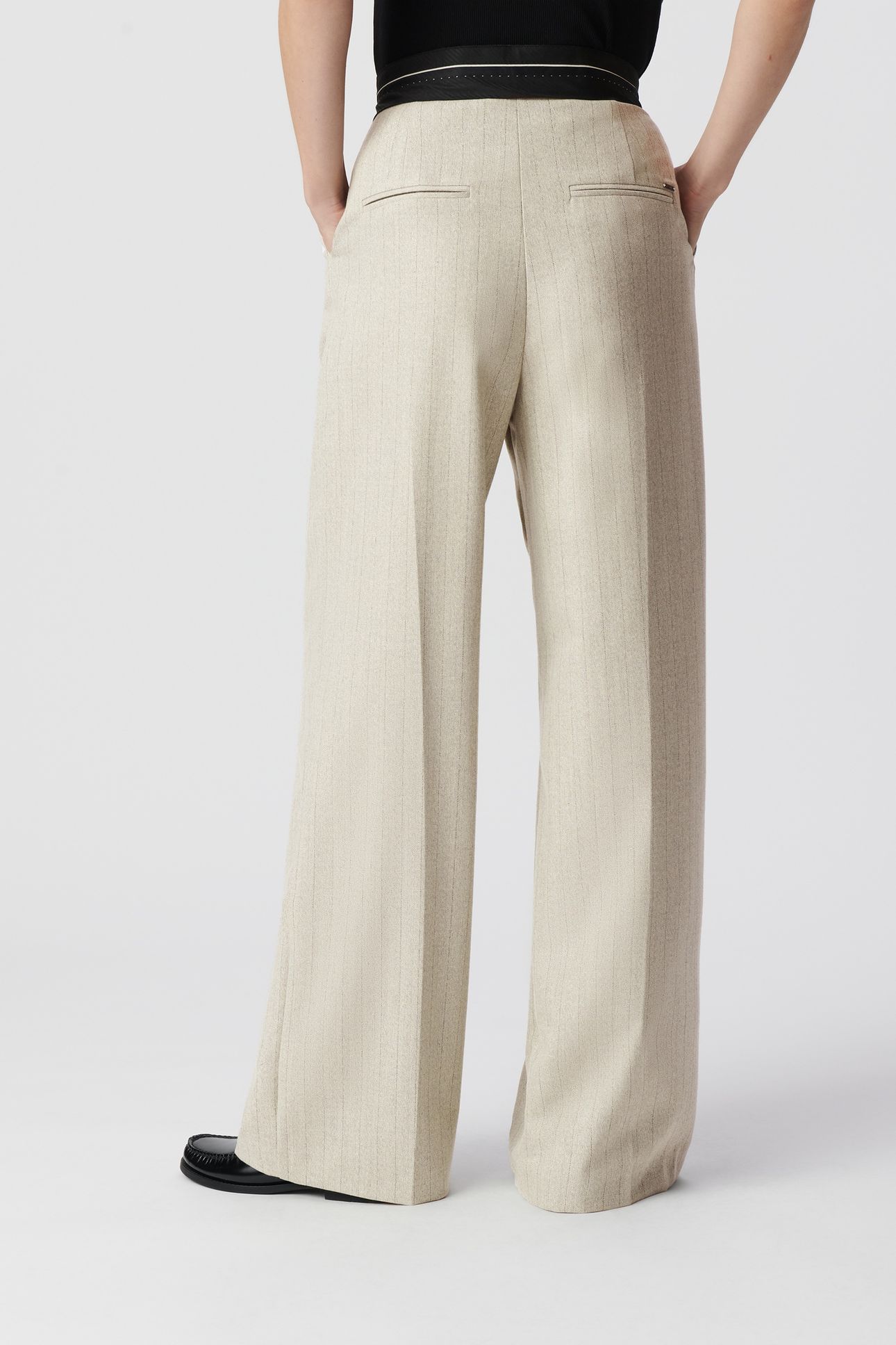 GREY SUIT PANTS WITH LUREX STRIPE PATTERN 3