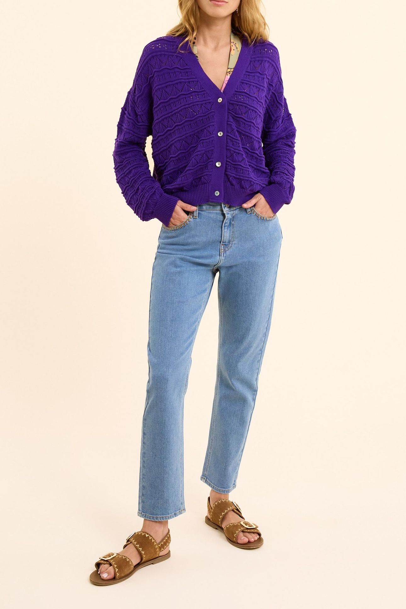 FANCY OPENWORK PURPLE CARDIGAN INK 2