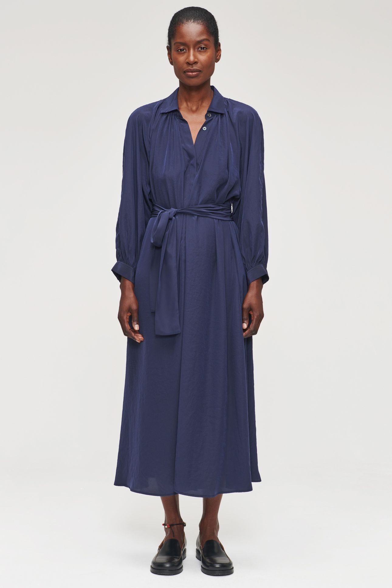 TECHNOSILK GATHERED DRESS INK BLUE 1