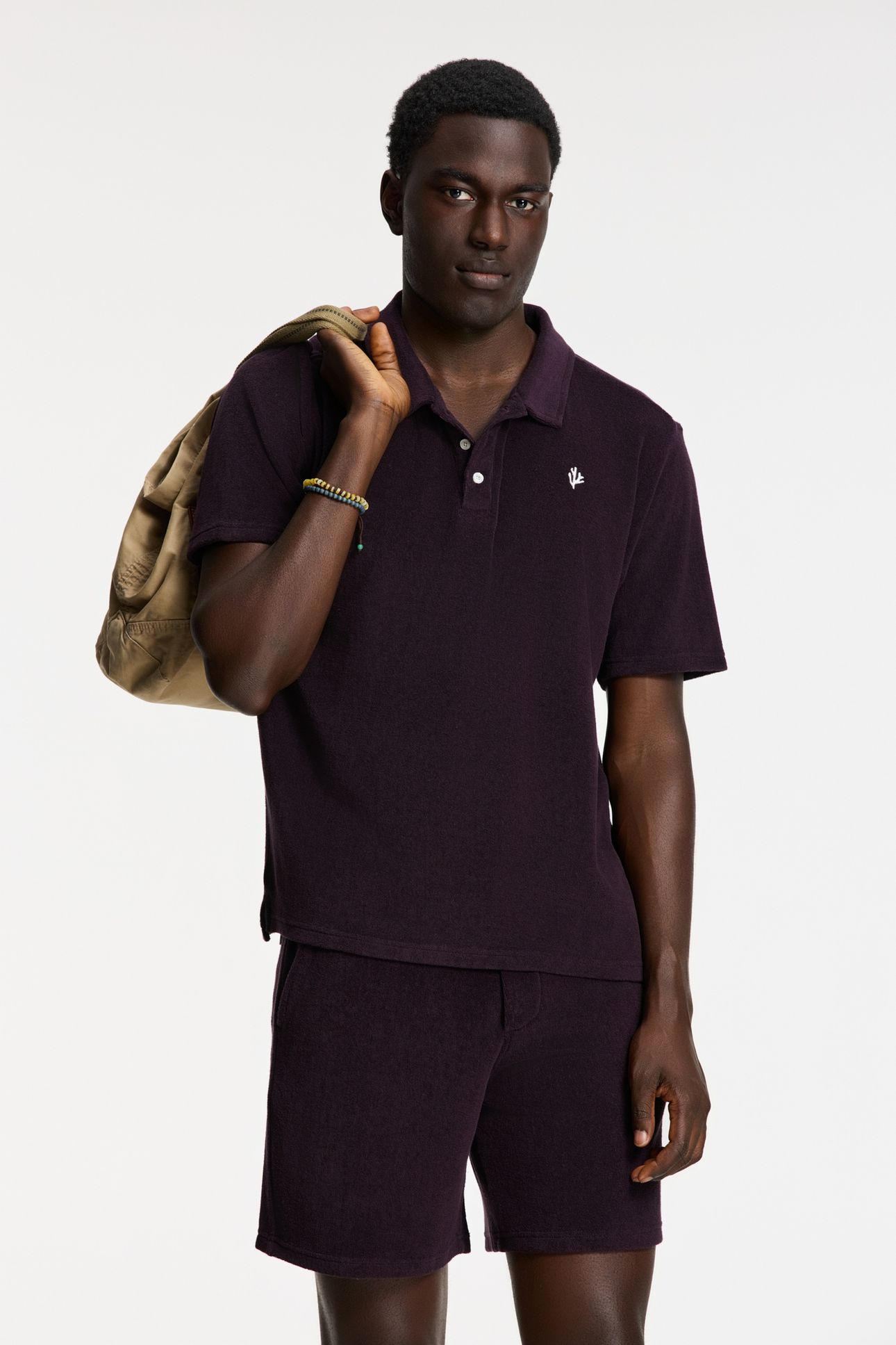 EVAN TOWELING SHORTS SOLID PURPLE ROCK 4