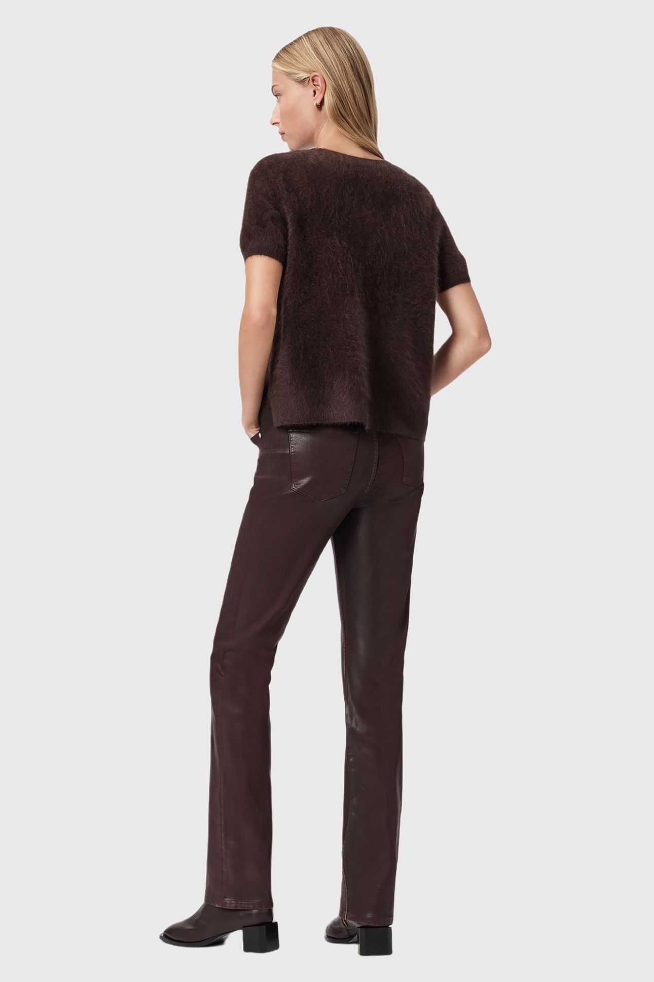 HALDAN COATED JEAN BURGUNDY RED 5
