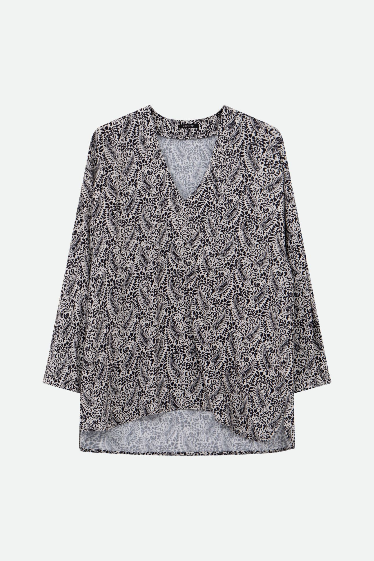 CERES - BLACK BLOUSE WITH NEO CASHMERE PRINT 5