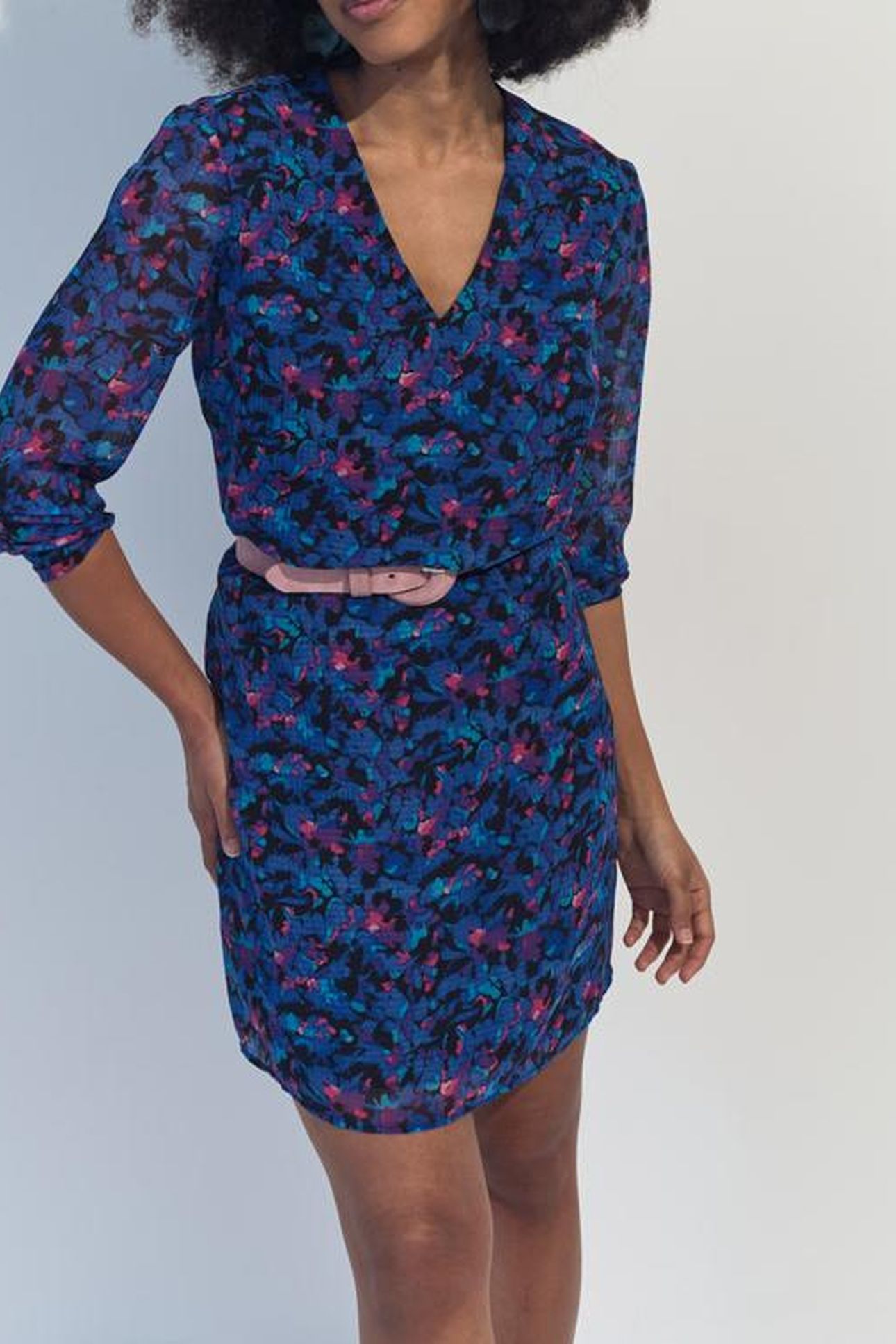 RYANNA - BLUE DRESS WITH AQUATIC FLORAL PRINT 4