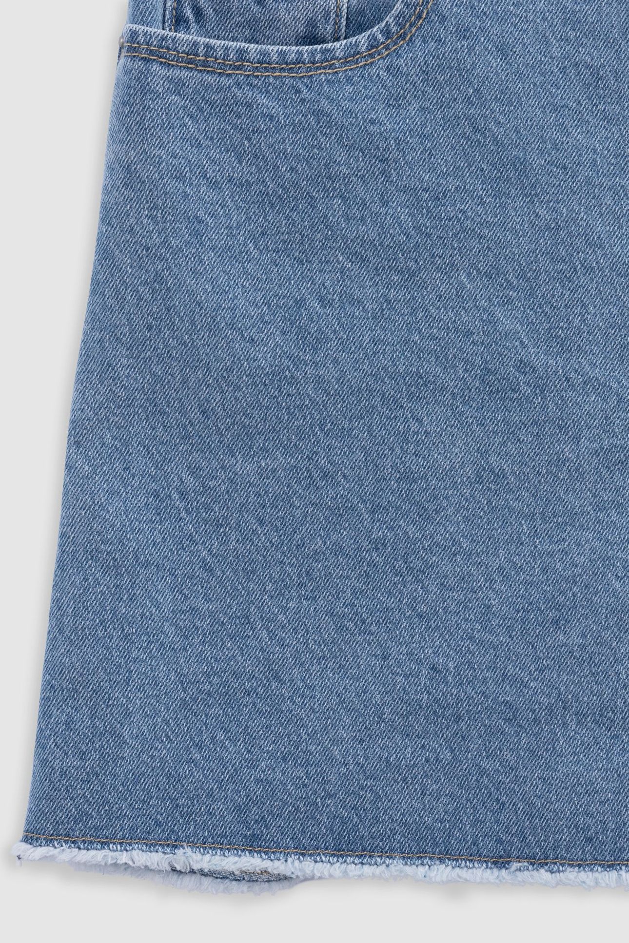 BLUE DENIM SHORTS WITH FRINGED EDGES 4