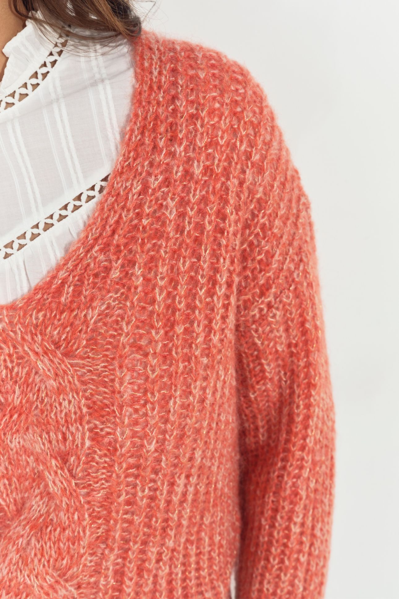 TIAGO - ORANGE REVERSIBLE KNIT SWEATER FRONT/BACK 10