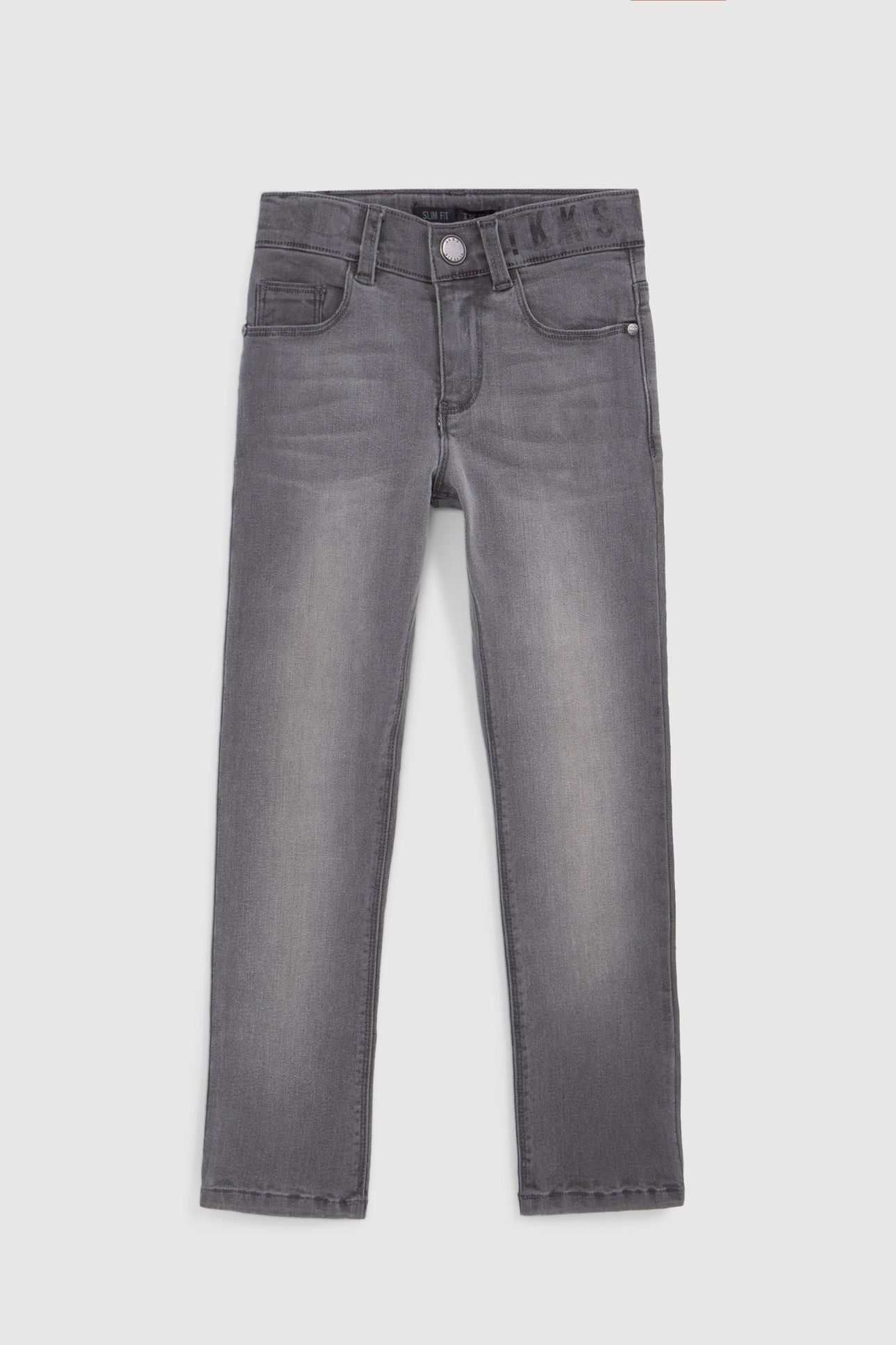 GREY SLIM JEANS WITH WIDE STRIPED WAISTBAND FOR BOYS 1