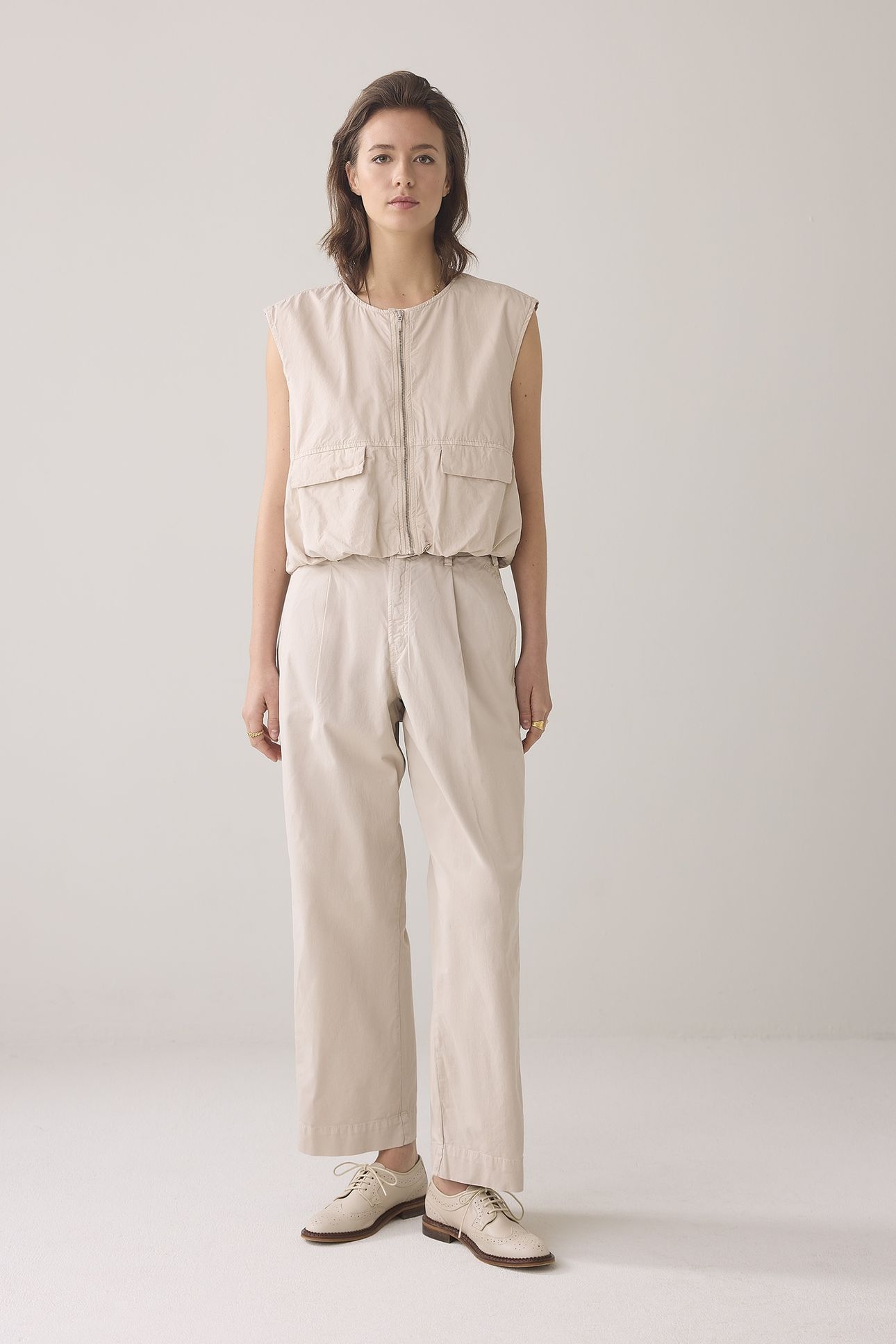 GILET SUMMER PLAIN WEAVE PEBBLE BEIGE 2