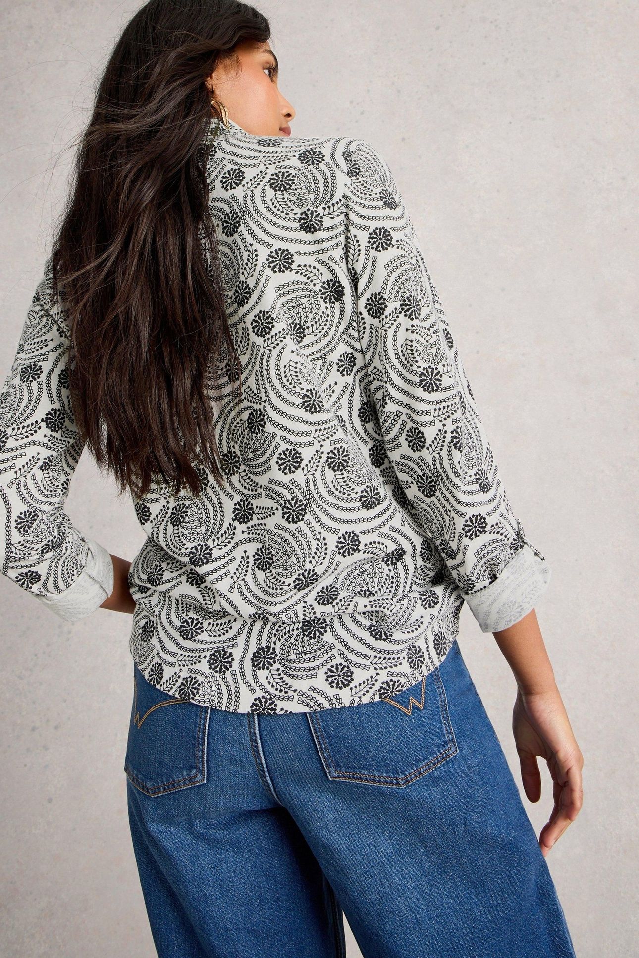 ANNIE JERSEY SHIRT WHITE PRINT 2
