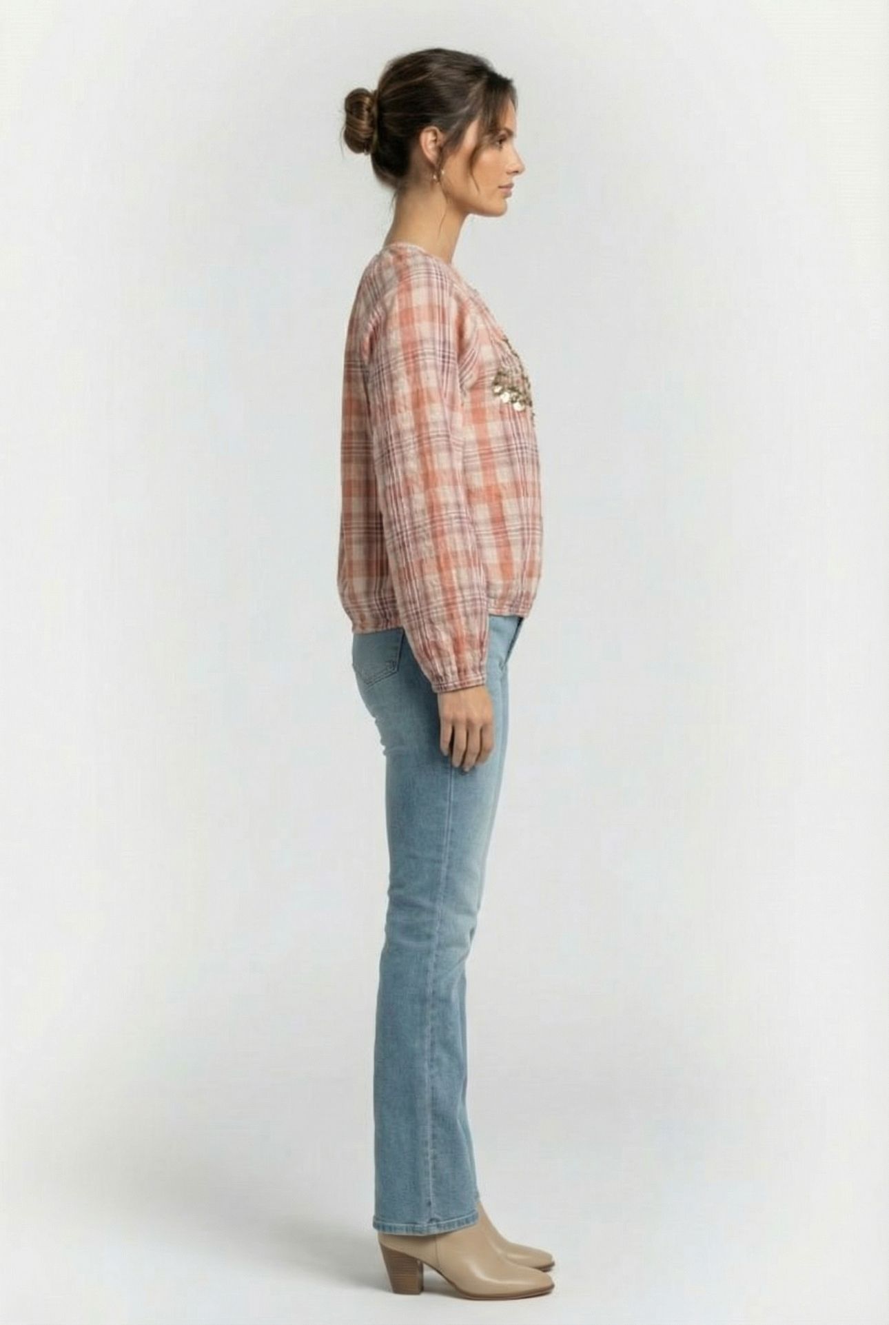 LONGSLEEVE TOP PINK CHECK ROSE SMOKE 3