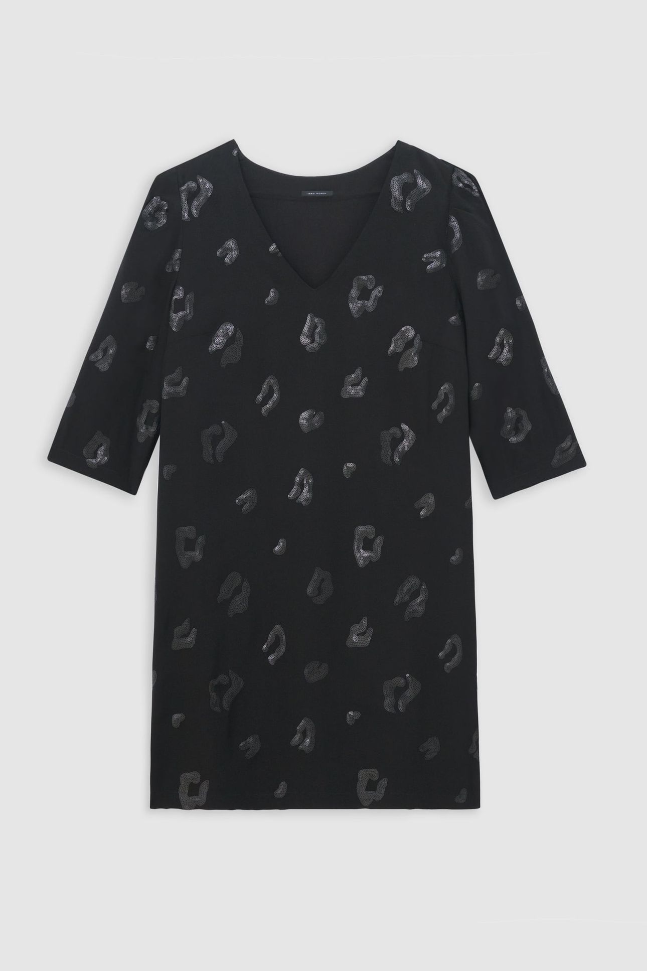 BLACK SEQUIN-EMBROIDERED LEOPARD PRINT DRESS 4