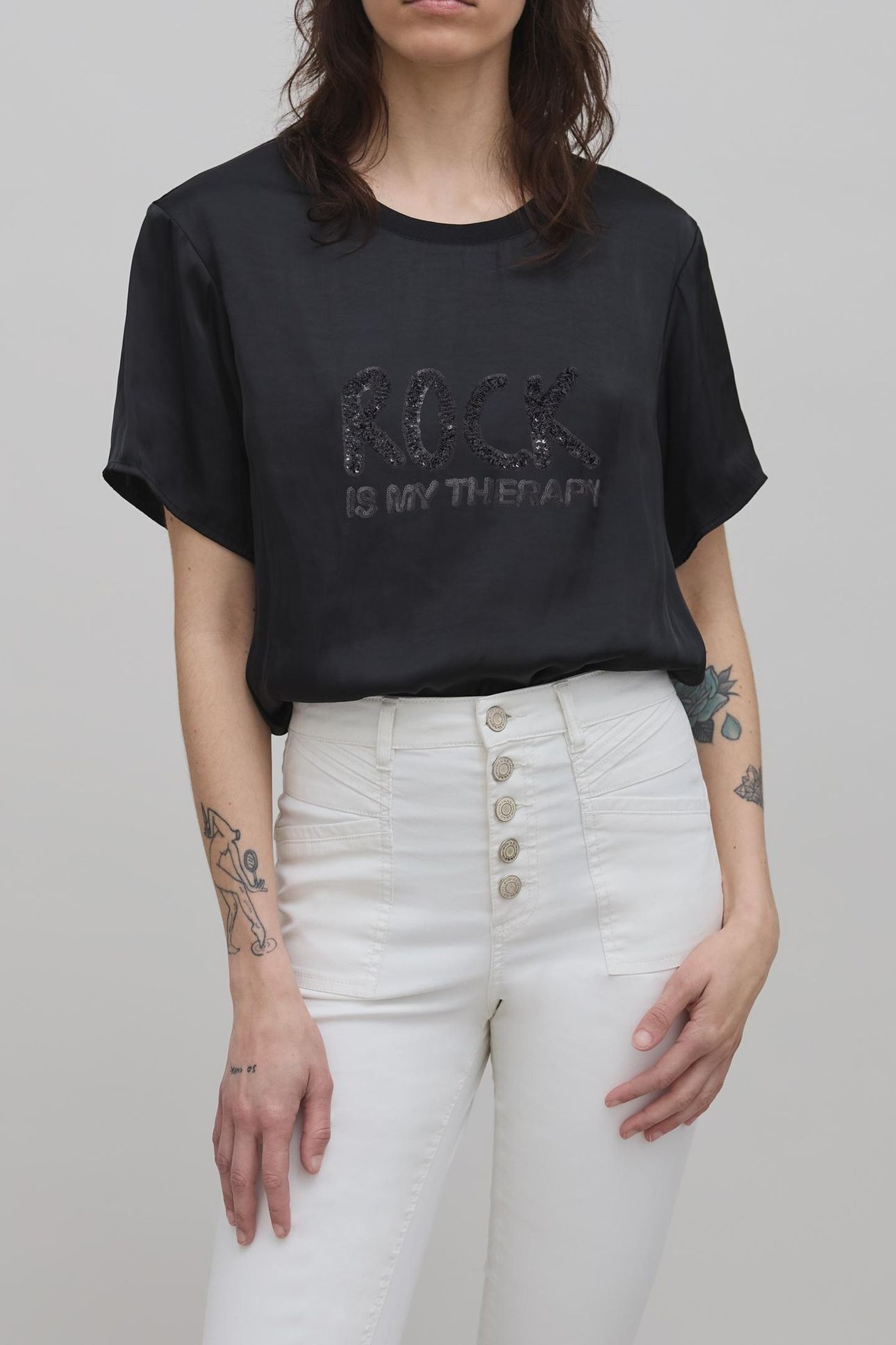 BLACK RECYCLED POLYESTER SEQUIN EMBROIDERED 2