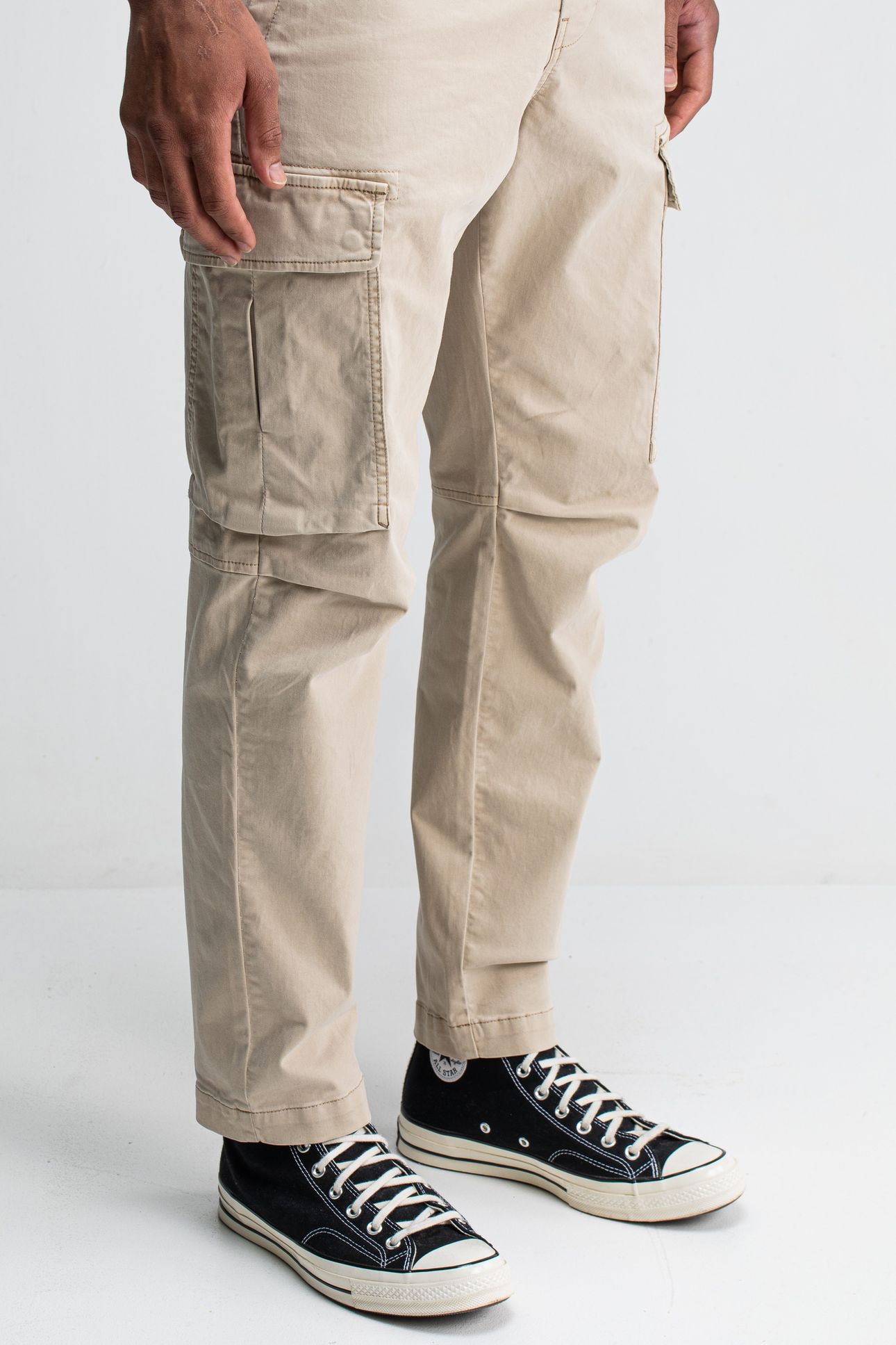TRISTAN SLIM SATEEN CARGO BEIGE GREY 2