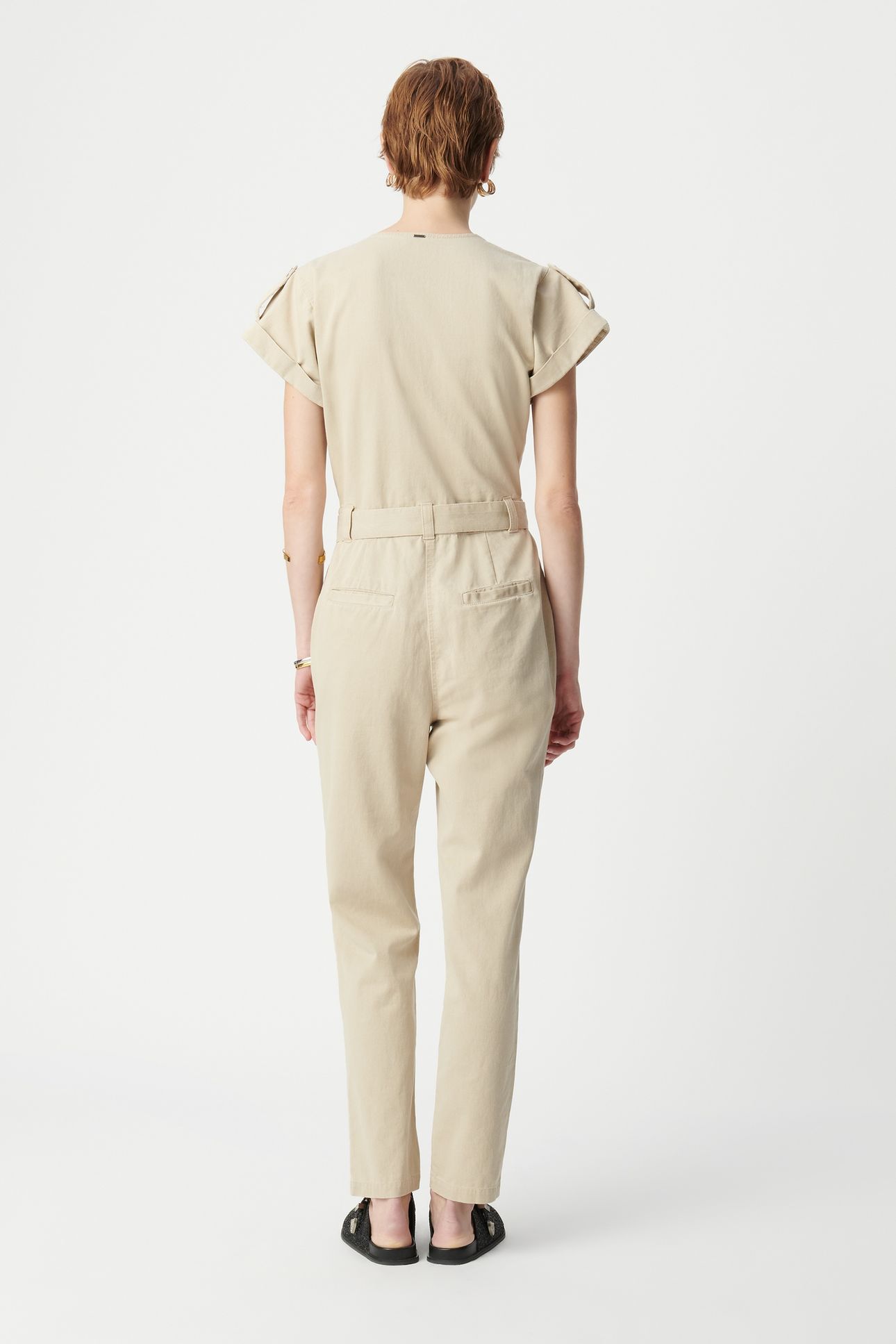 BEIGE JUMPSUIT WITH ASYMMETRICAL CLOSURE 3