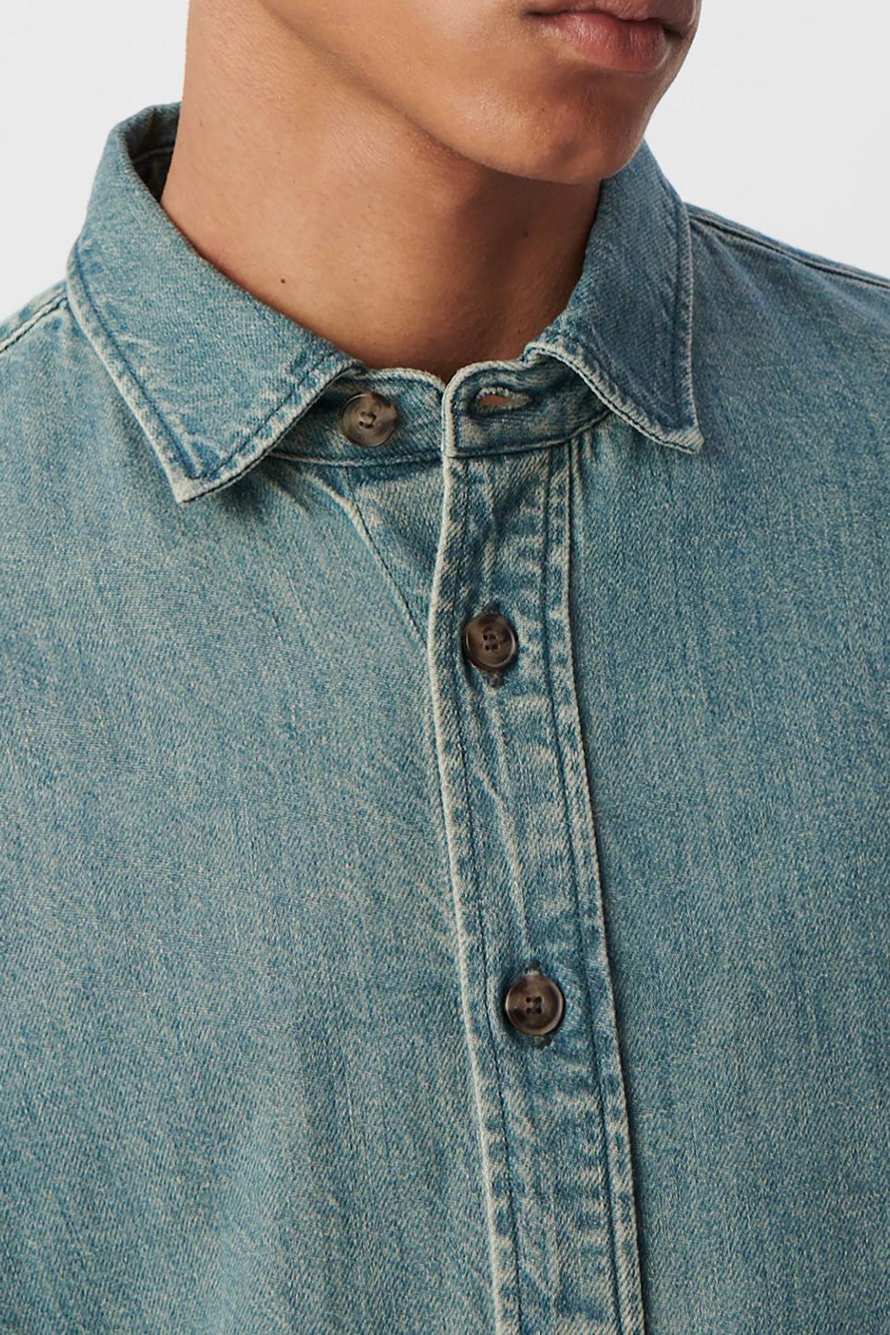 GREY BLUE DENIM REGULAR OVERSHIRT 4