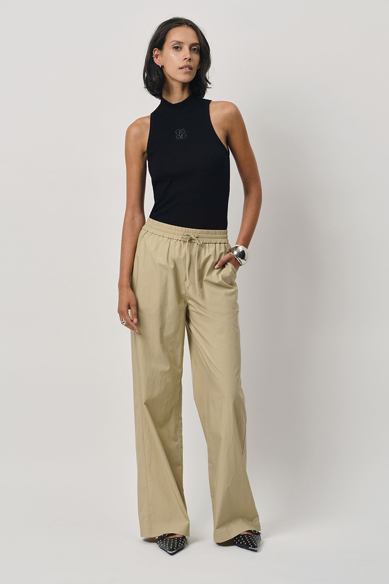 TWINKS WIDE LEG PANTS KHAKI CREAM 1