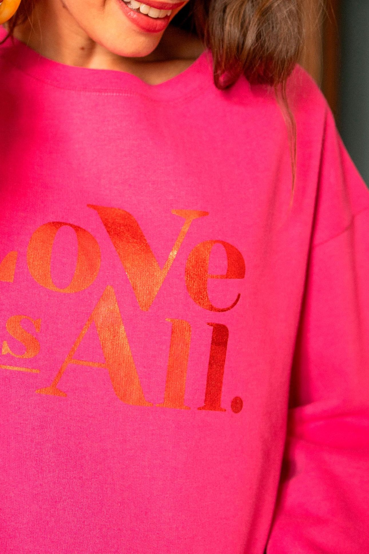 MERAKI - PINK METALLIC RED MESSAGE SWEATSHIRT 3