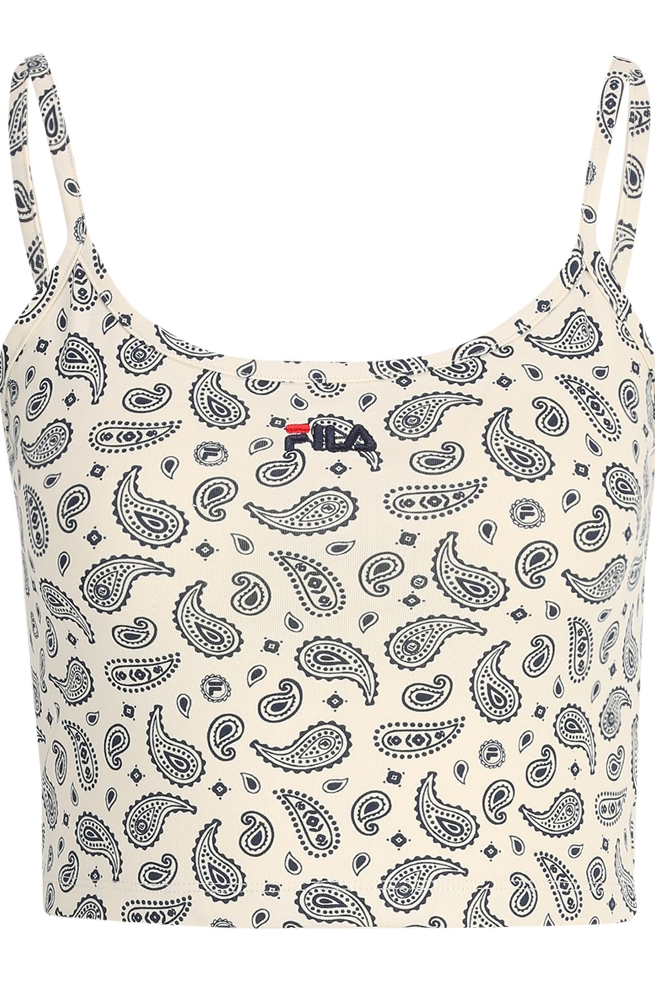 LUXOR AOP CROPPED SPAGHETTI TOP ANTIQUE WHITE PRAISLEY AOP 2