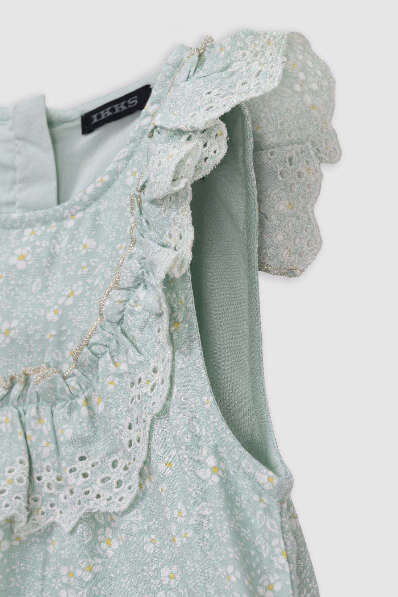 WATER GREEN FLORAL PRINT BLOUSE 6