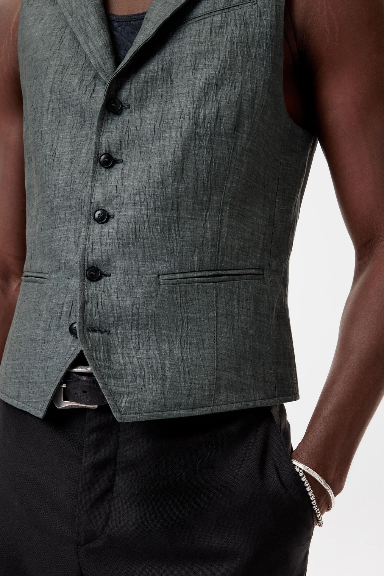 WOODWARD VEST - SLIM FIT PEAK LAPEL VEST FOG 3