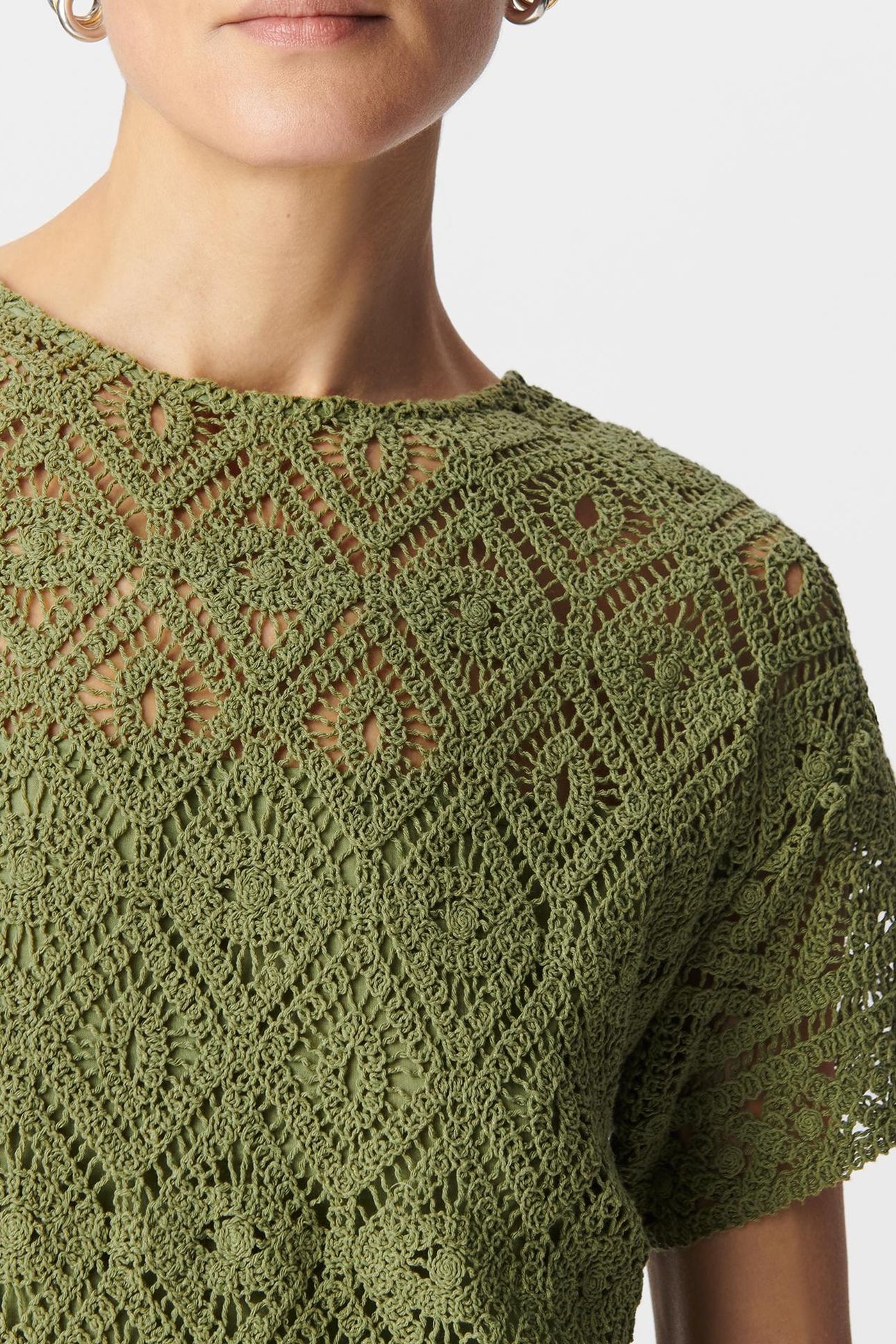 GREEN DRESS ORGANIC COTTON CROCHET LACE 6