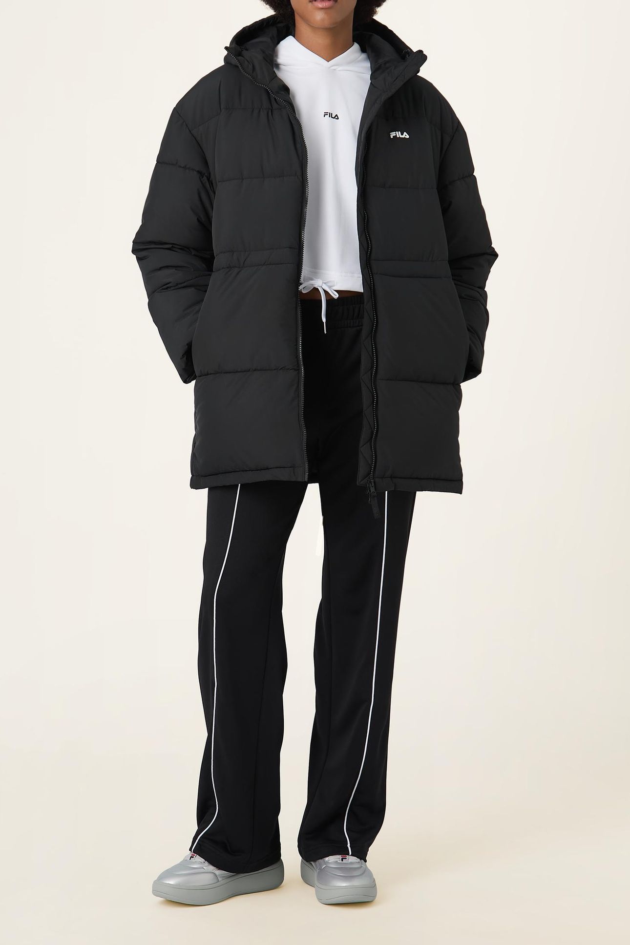 ALBA RELAXED MID HOODED PUFFER JACKET BLACK 2