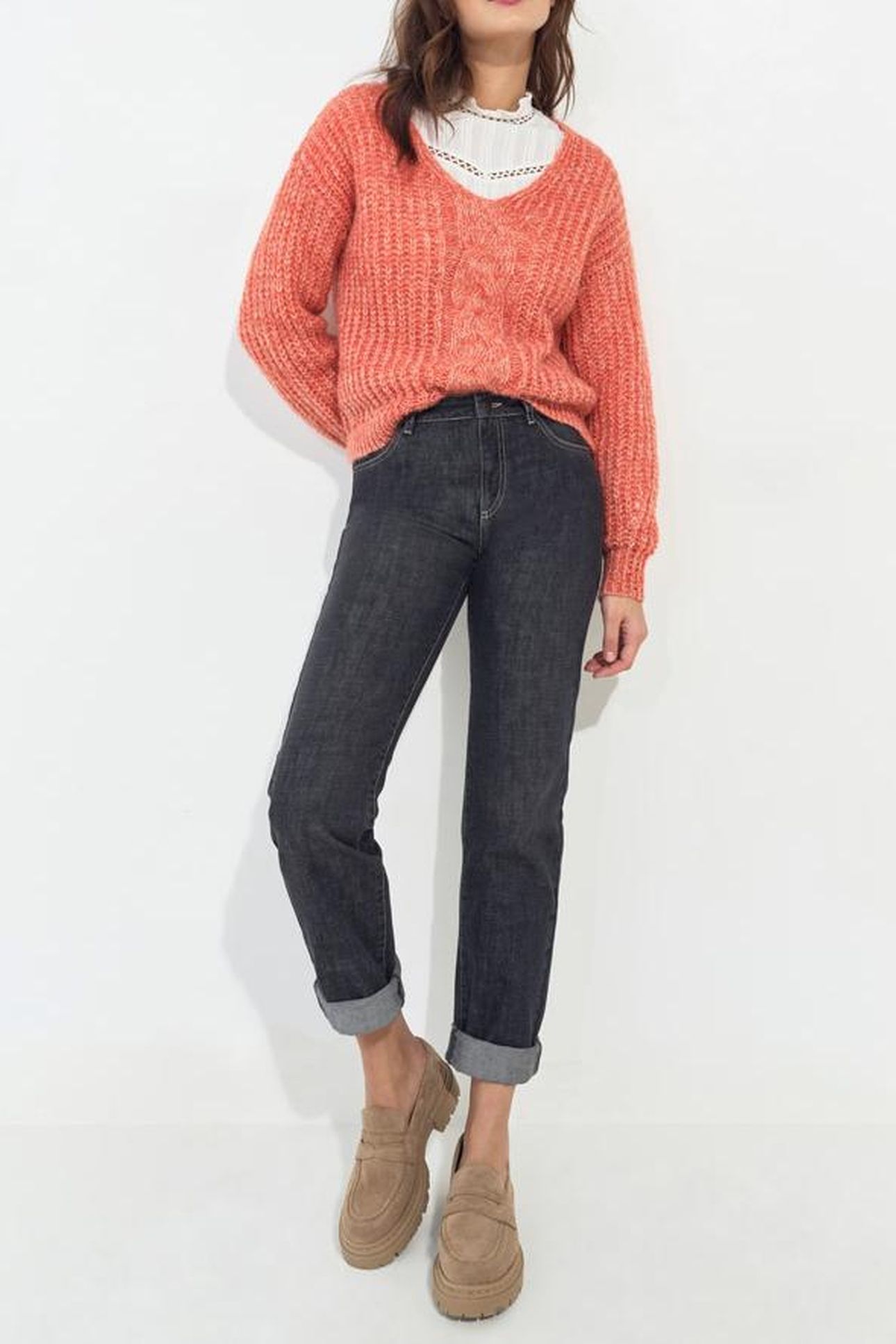 TIAGO - ORANGE REVERSIBLE KNIT SWEATER FRONT/BACK 2