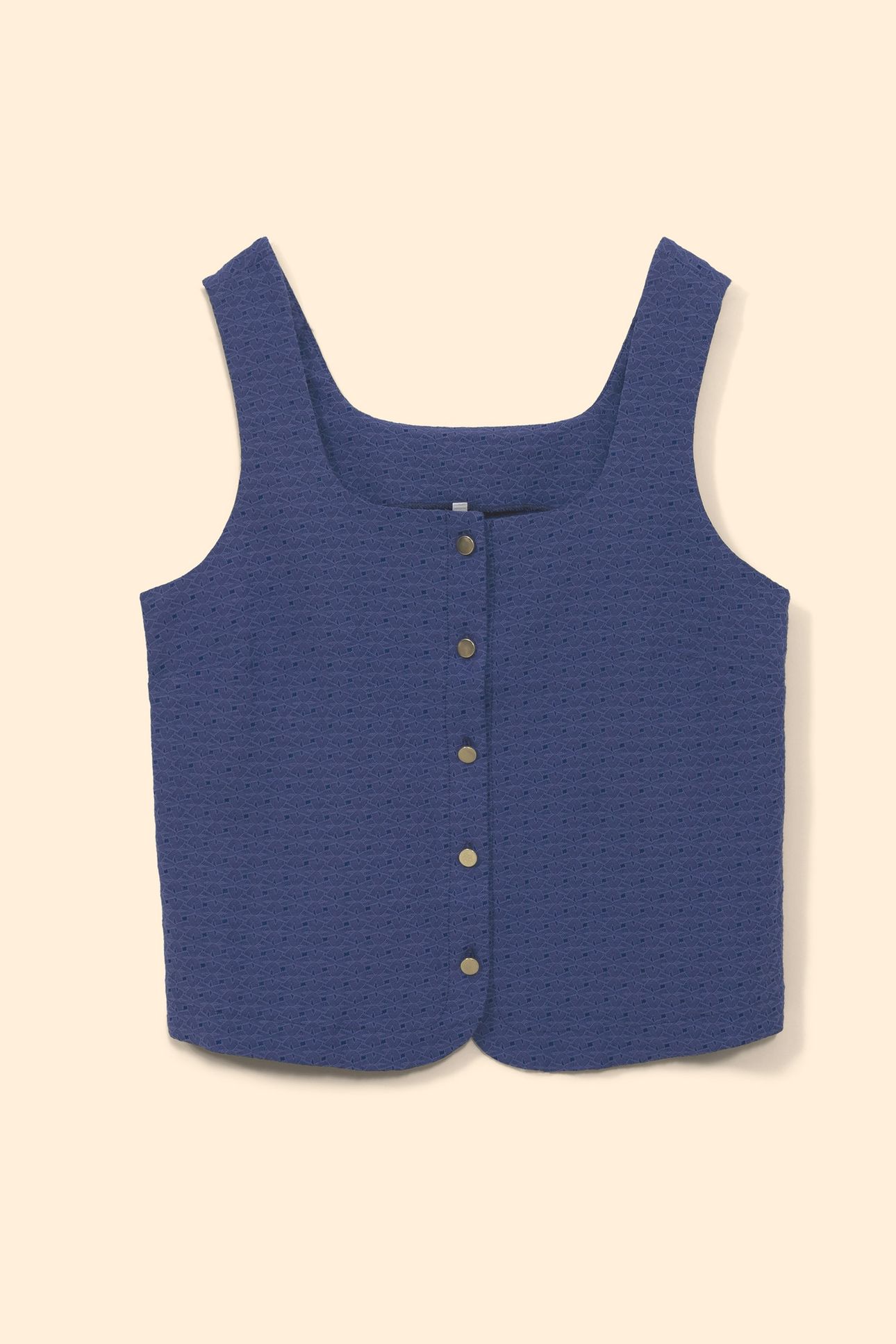BLUE DECORATIVE JACQUARD BUTTONED TOP SAPPHIRE BLUE 3