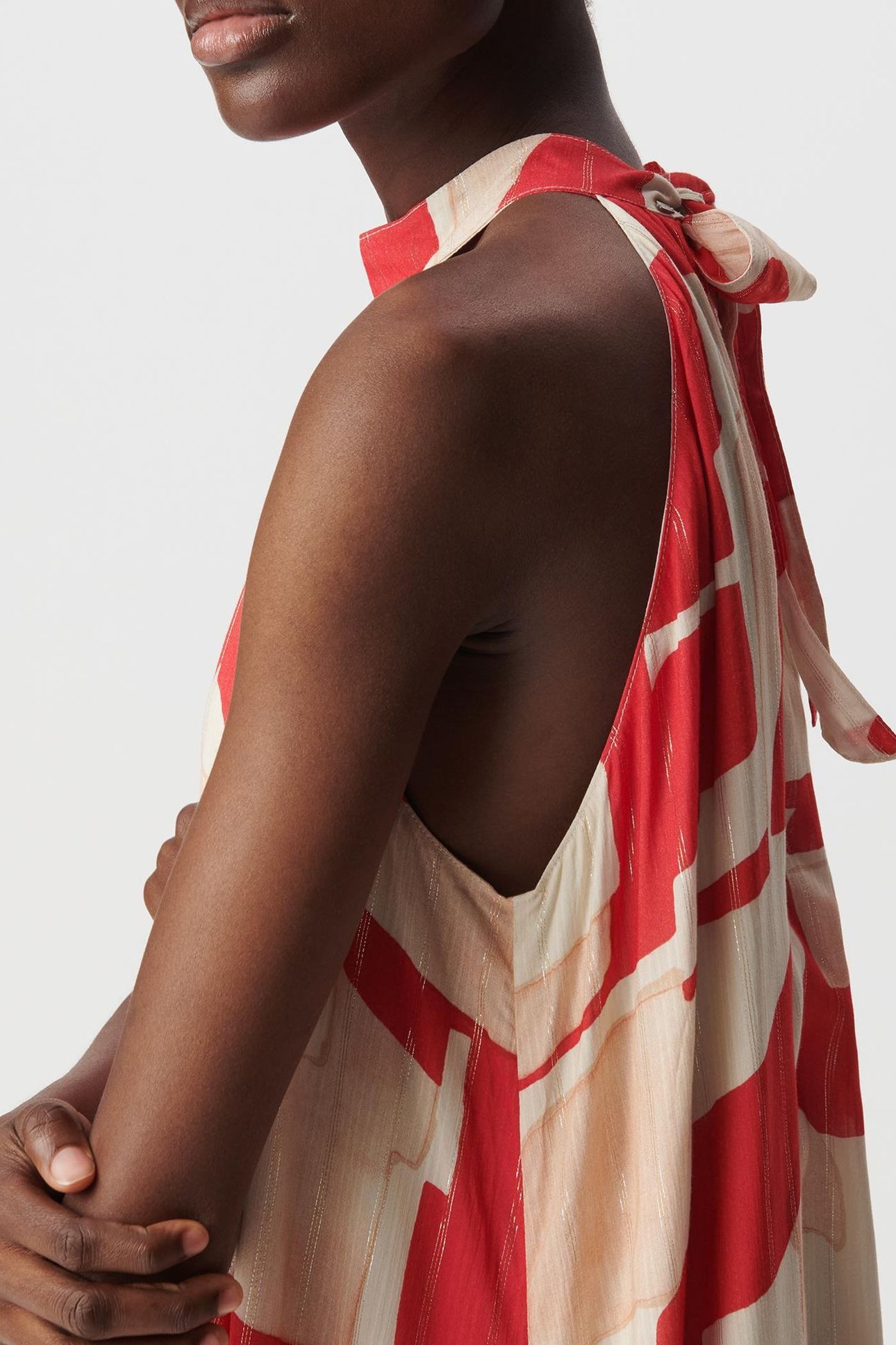 RED GEOMETRIC PRINT MAXI DRESS 6