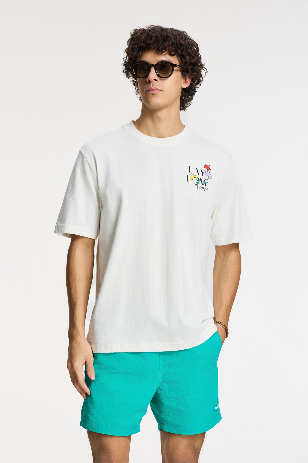 FINN RELAXED T-SHIRT SKETCHED FLOWERS WHITE 2