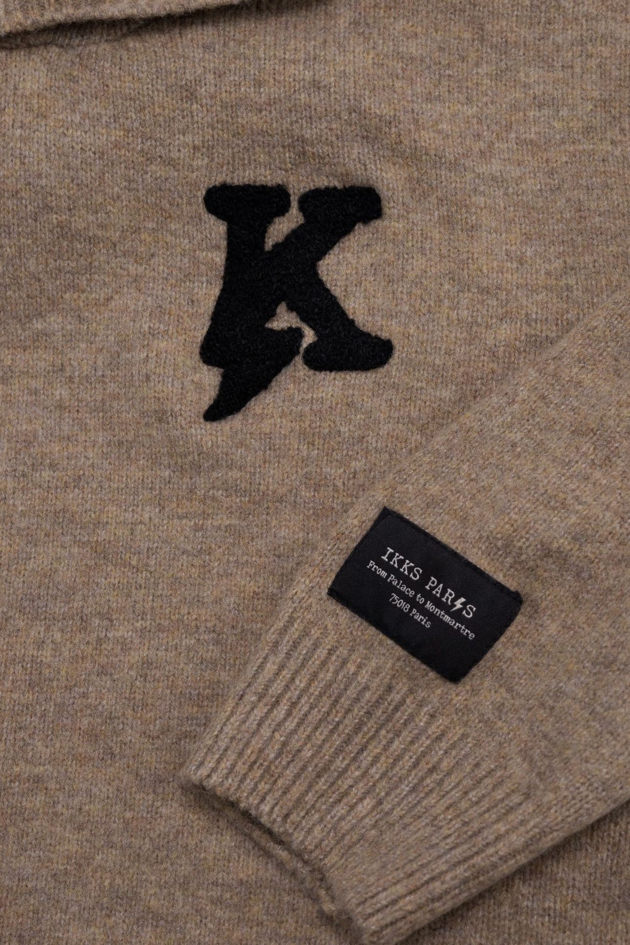 BOY'S CAMEL KNIT BADGE K EMBROIDERY BOUCLETTE SWEATER 7