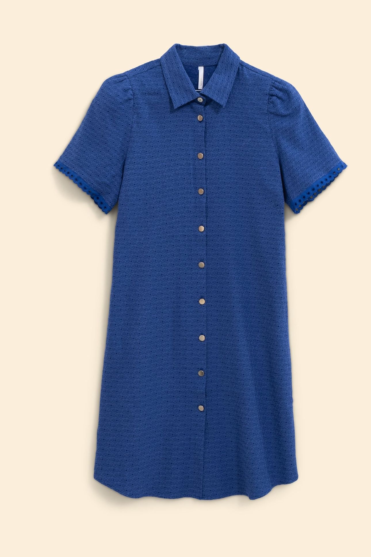 BLUE DECORATIVE JACQUARD SHIRT DRESS SAPPHIRE BLUE 4