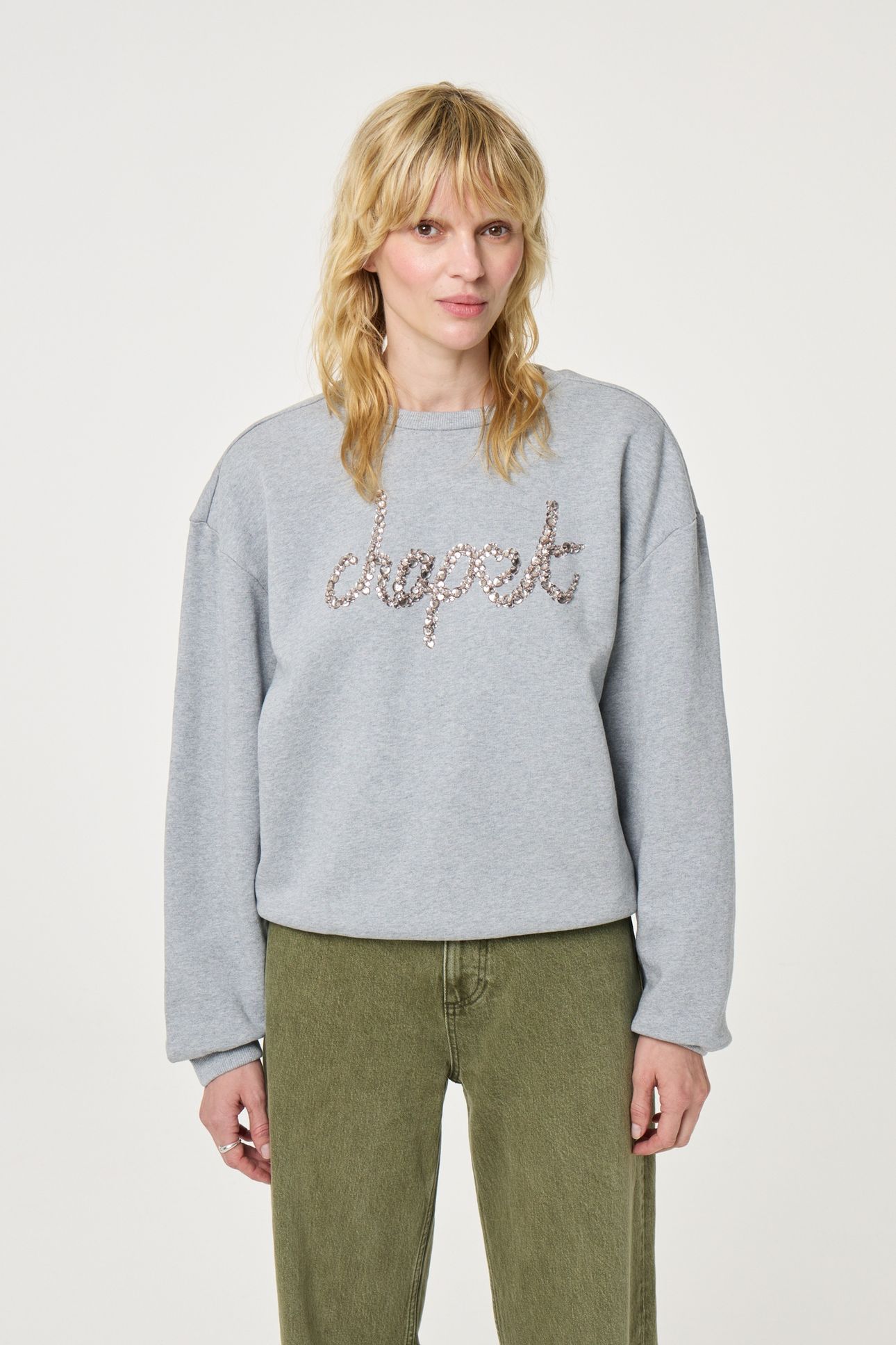 TERRY RHINESTONE SWEATER DARK GREY MELANGE 2