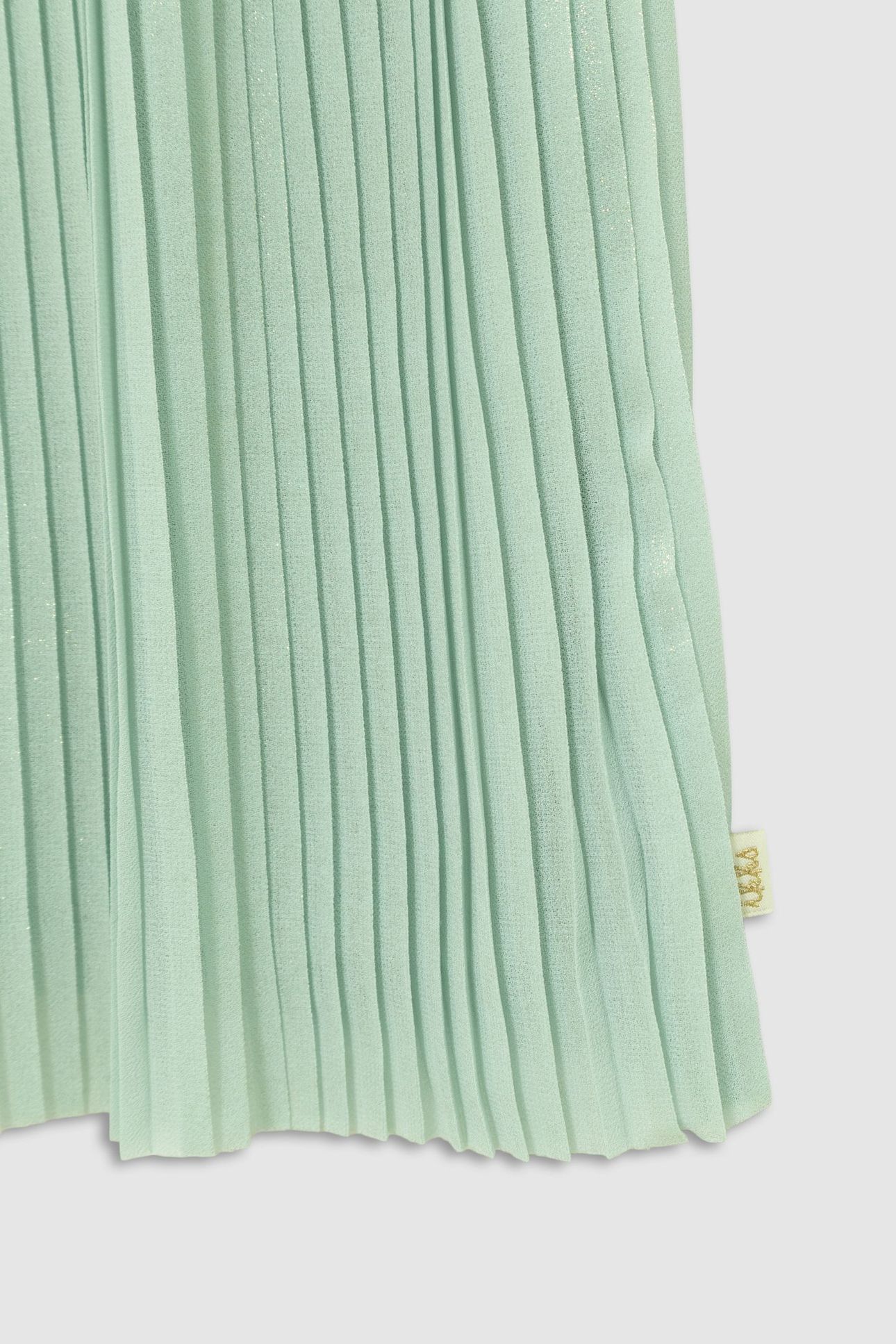 WATER-GREEN IRIDESCENT PLEATED RUFFLED DRESS 4