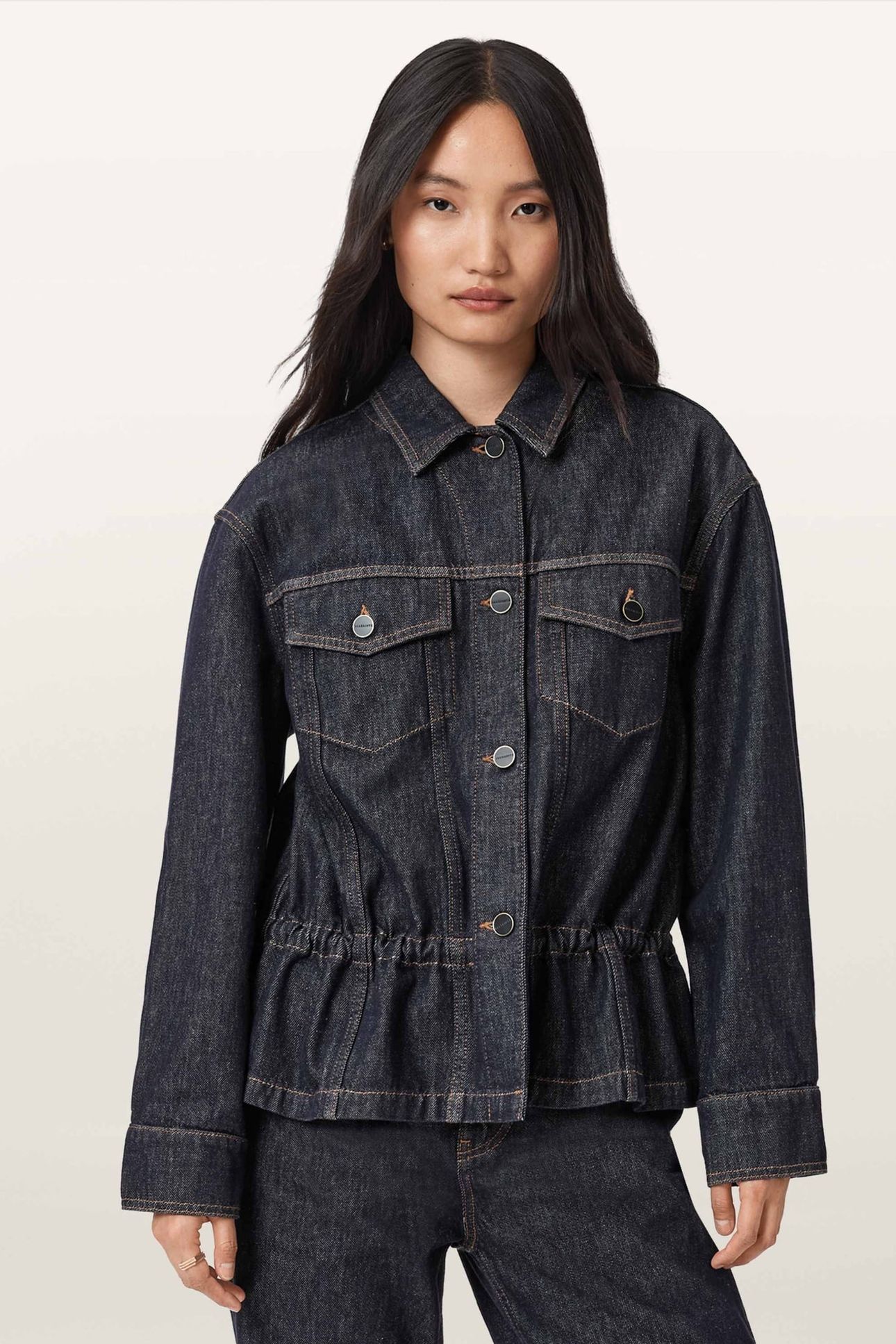 DENBY PEPLUM TRUCKER RAW INDIGO BLUE 1