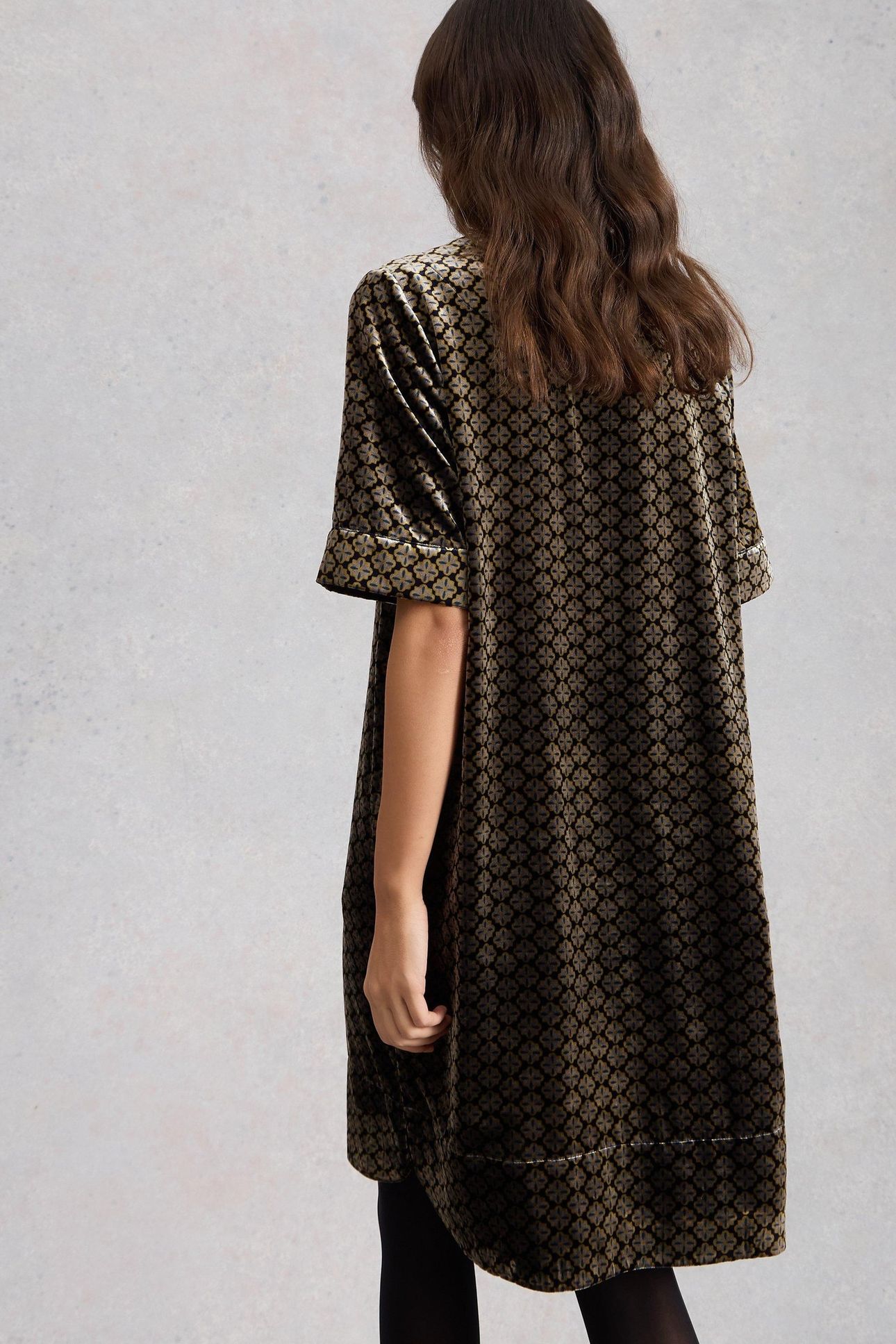 JUNE VELVET DRESS NATURAL MULTI 2