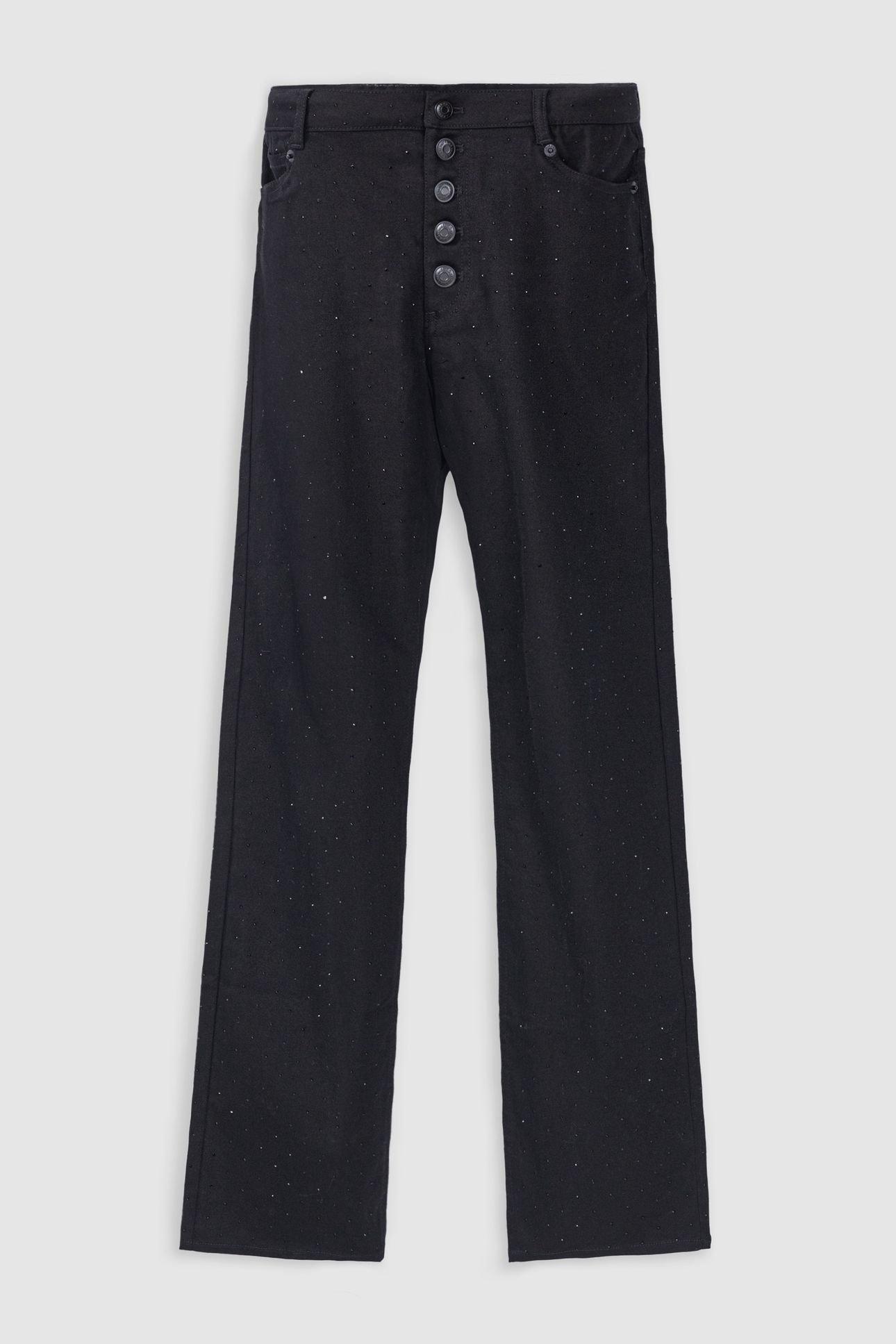 JANIS BLACK RHINESTONE STRAIGHT-LEG JEANS 5