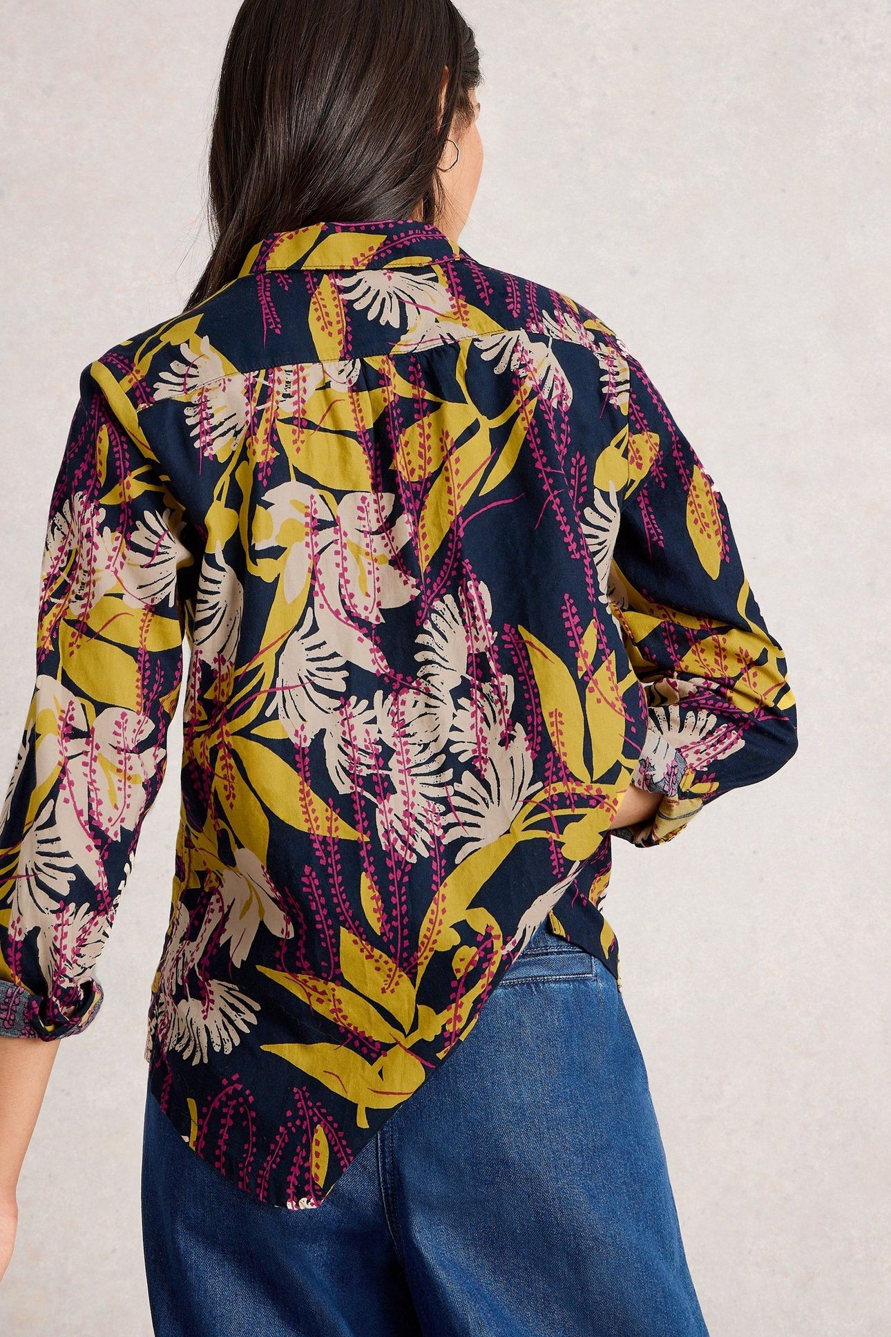 SOPHIE ORGANIC COTTON SHIRT NAVY PRINT 2