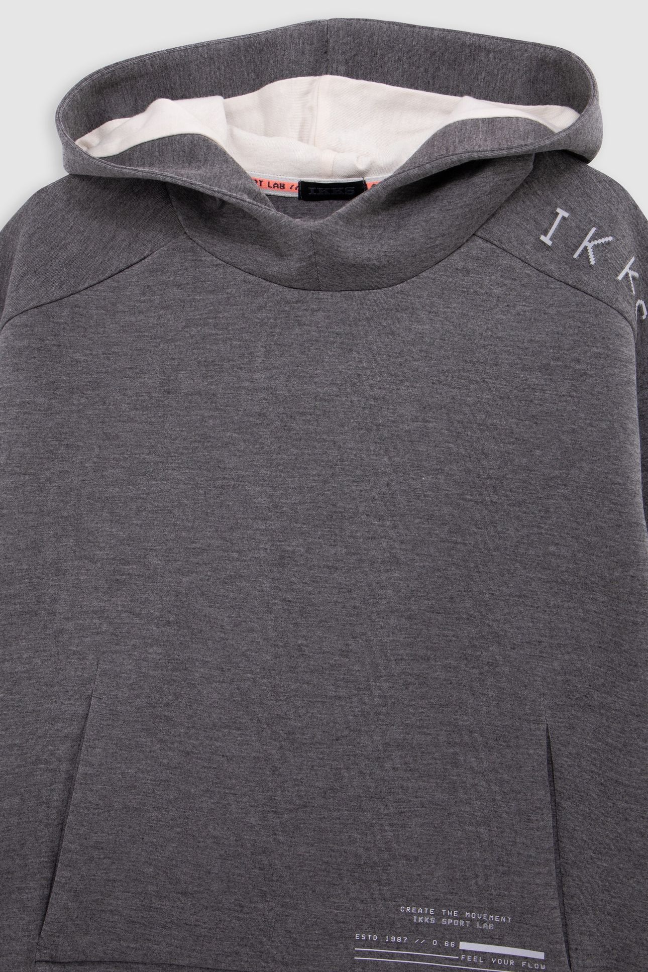 BOY'S ECRU HOODIE, REFLECTIVE SLEEVES, EMBOSSED SLOGAN 2