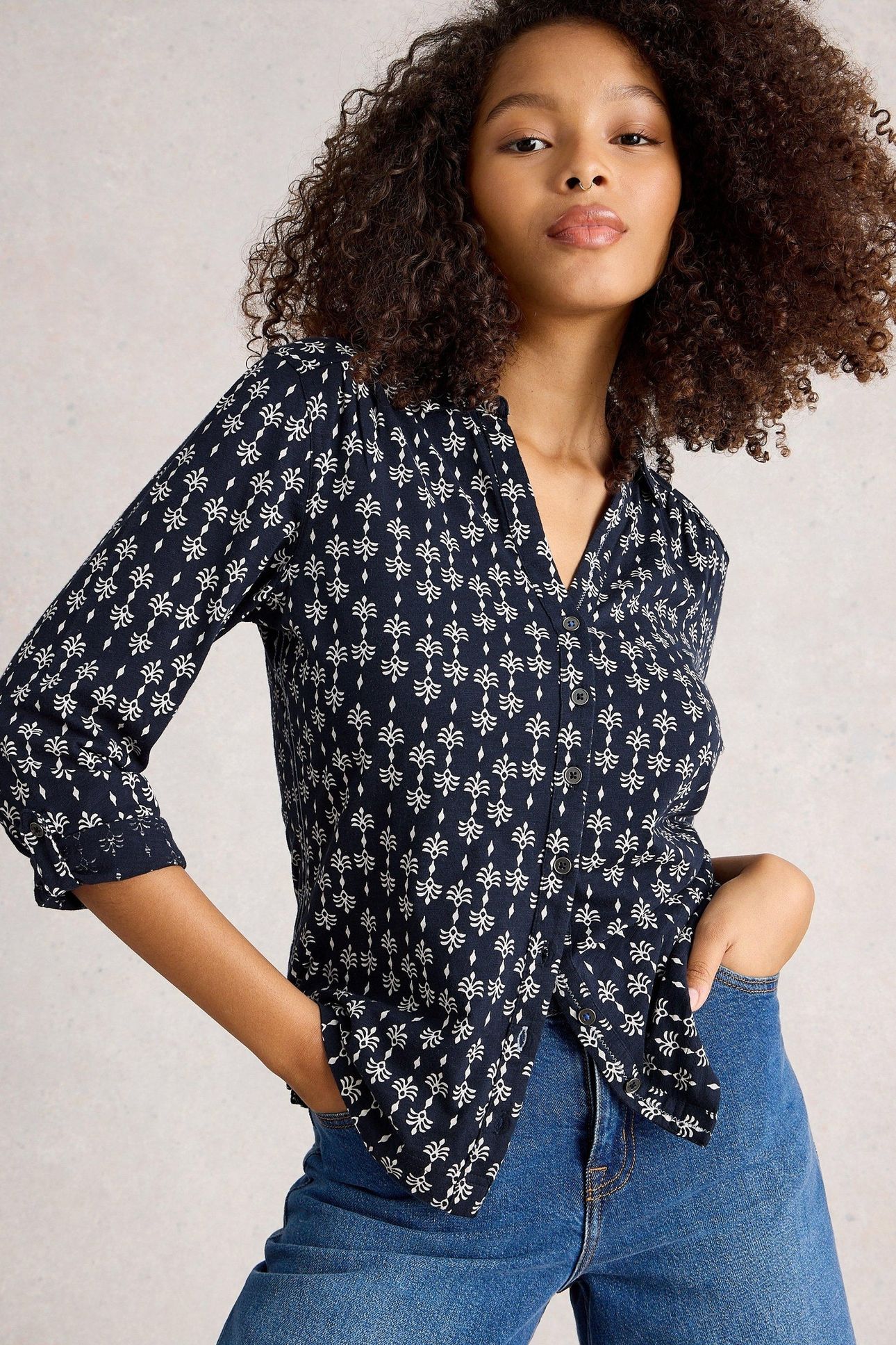 ANNIE JERSEY SHIRT NAVY PRINT 5