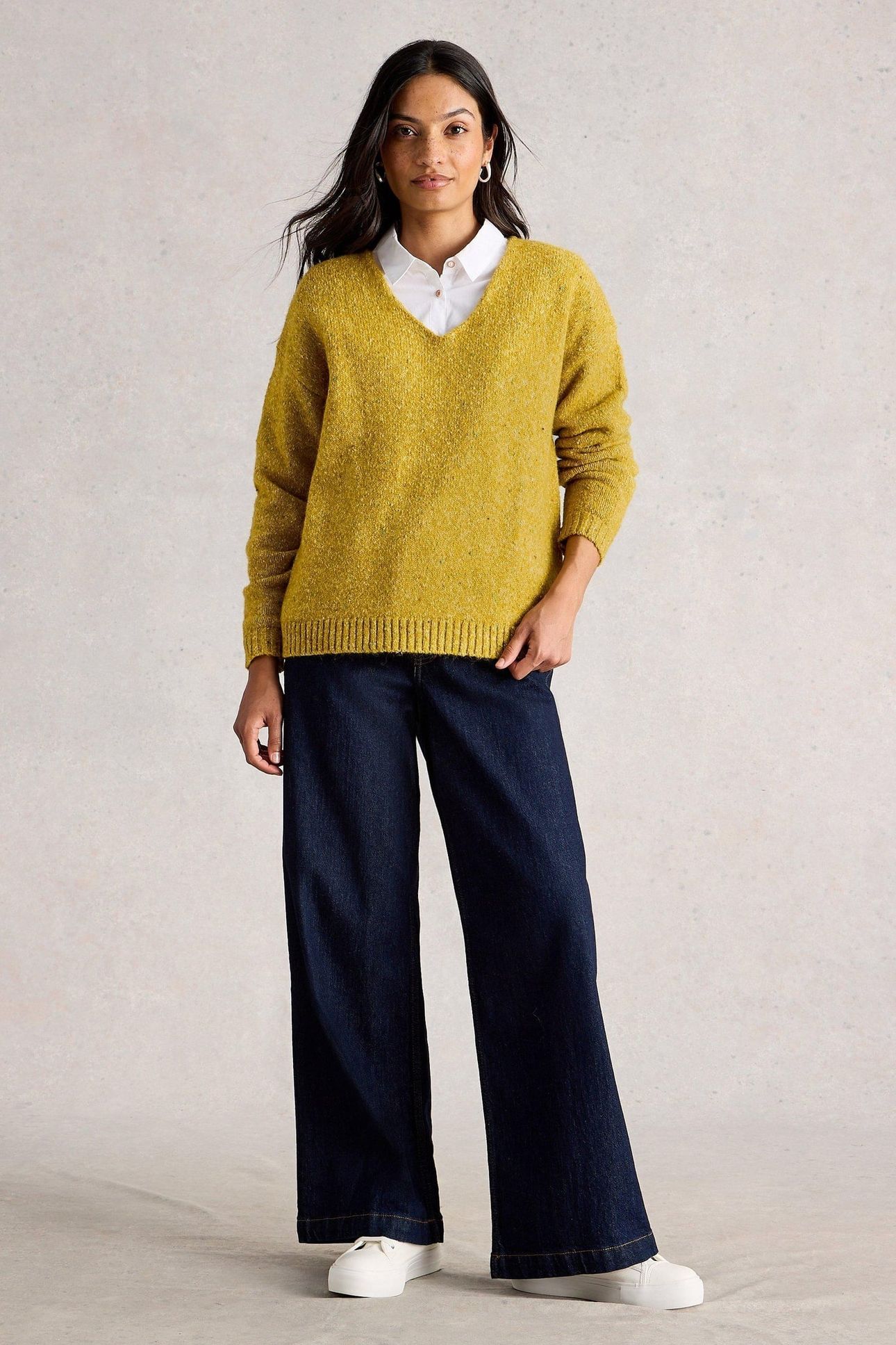 TEXTURED V NECK JUMPER MID CHARTREUSE 1