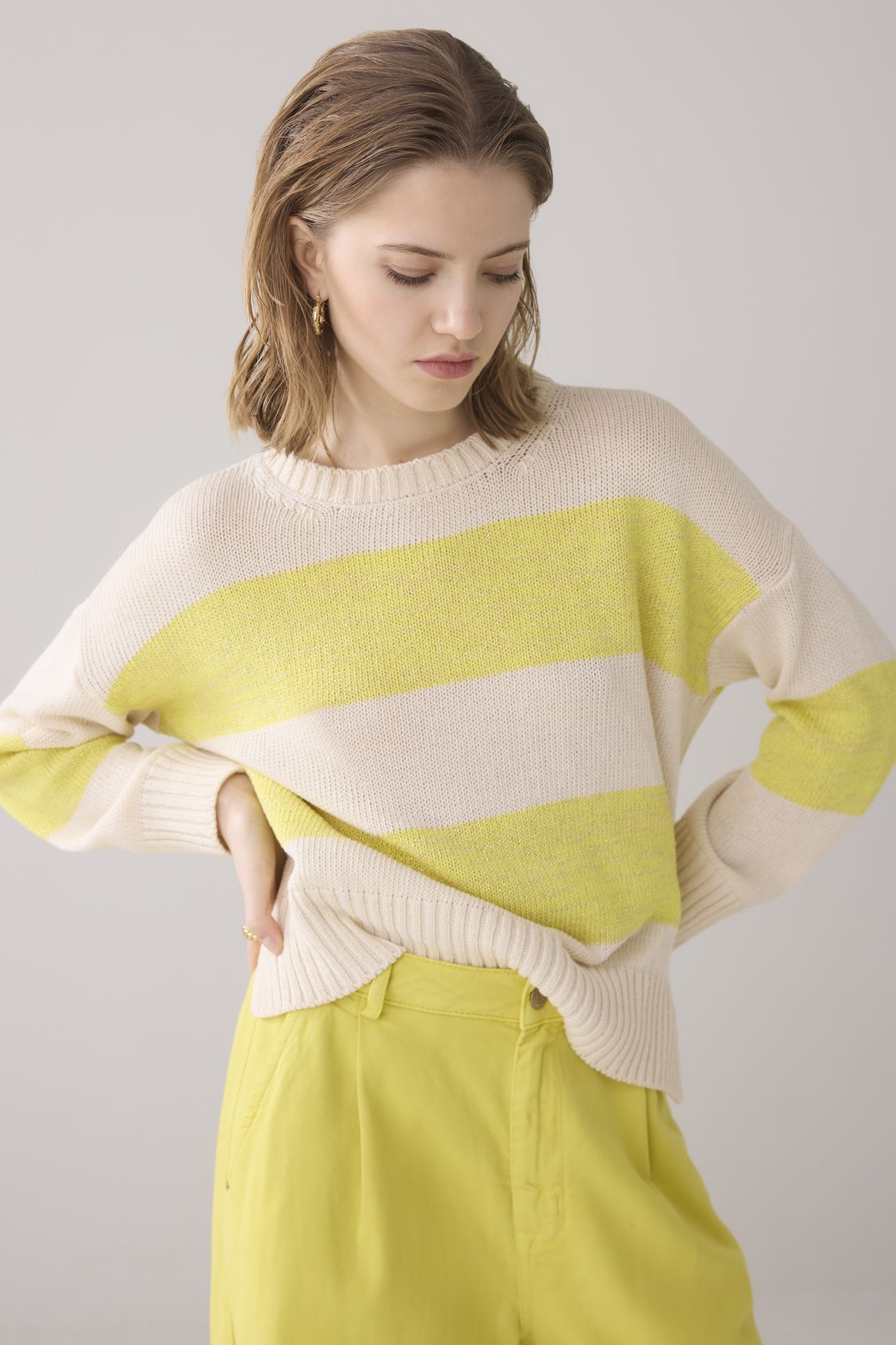 SWEATER COTTON ACRYLIC LUREX KNIT IVORY 4