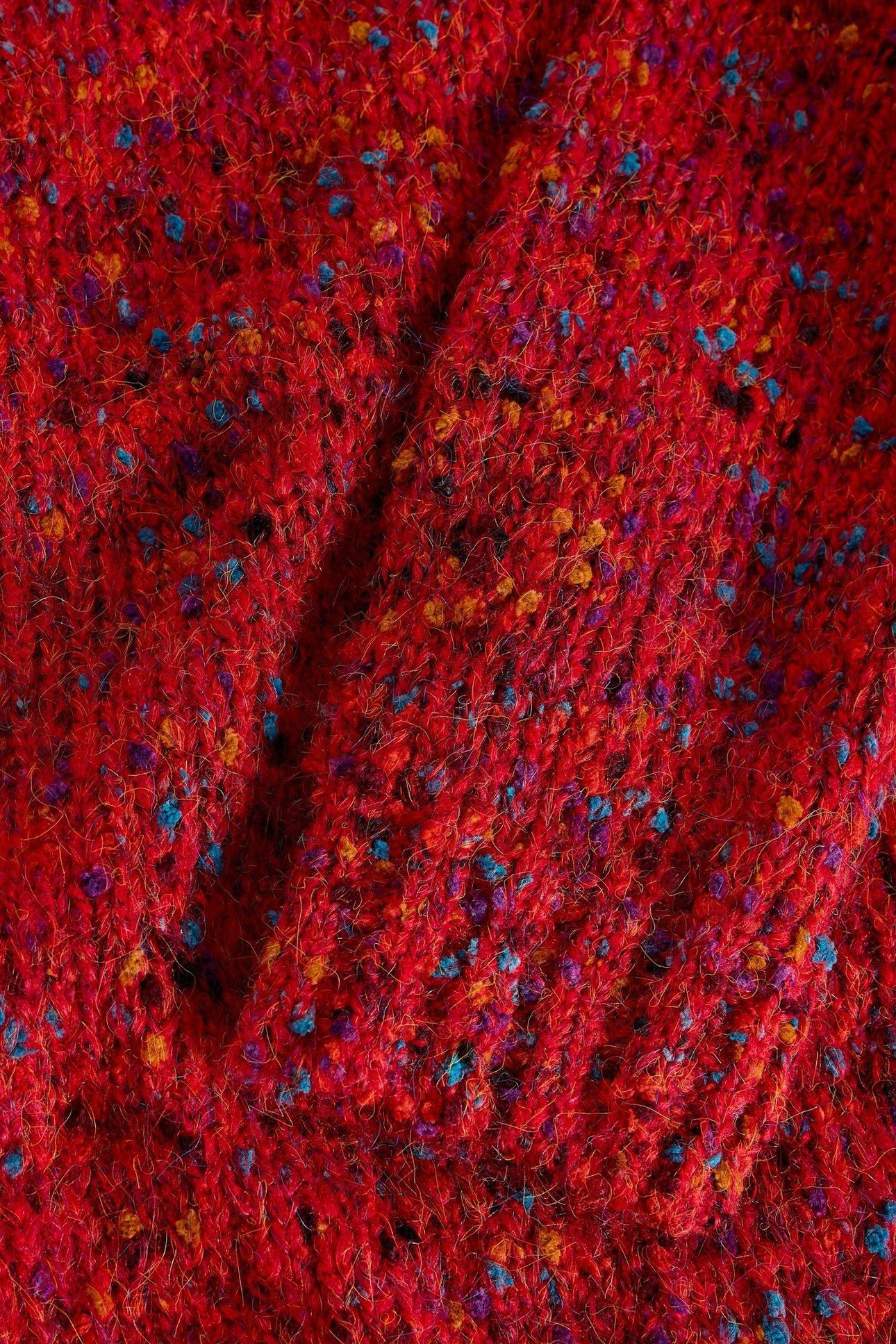 TEXTURE V NECK MID RED 5