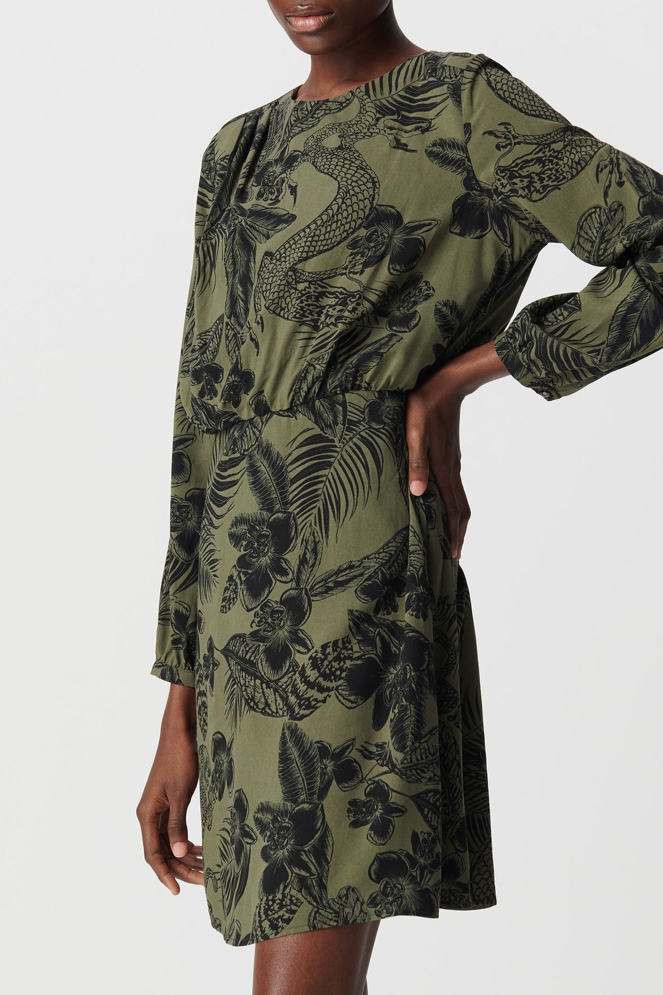 KHAKI LENZING™ ECOVERO™ MAXI JUNGLE DRESS 4