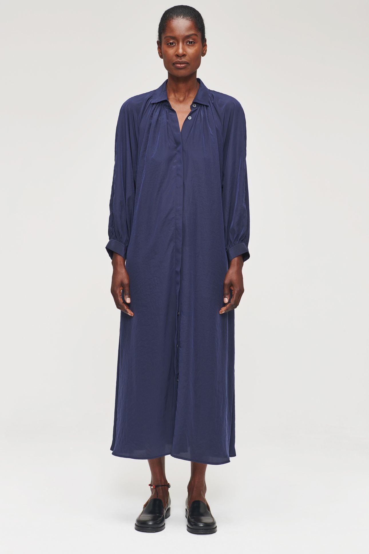 TECHNOSILK GATHERED DRESS INK BLUE 3