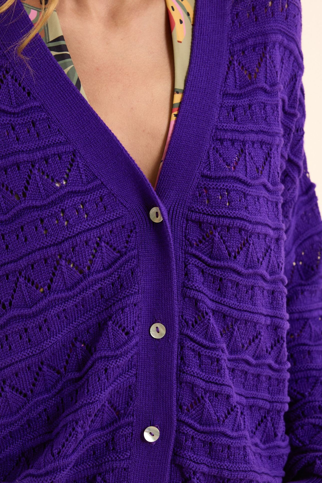 FANCY OPENWORK PURPLE CARDIGAN INK 6