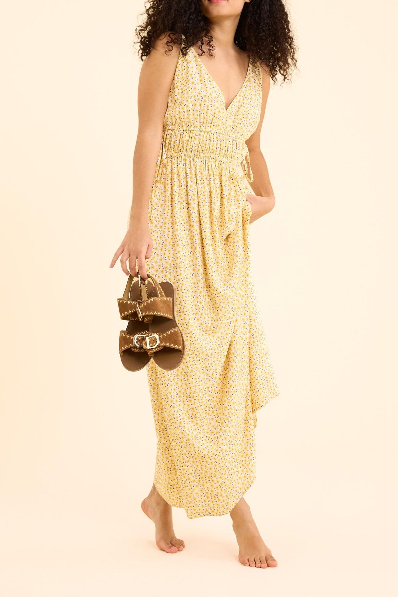 FLORAL PRINT LONG DRESS YELLOW 1