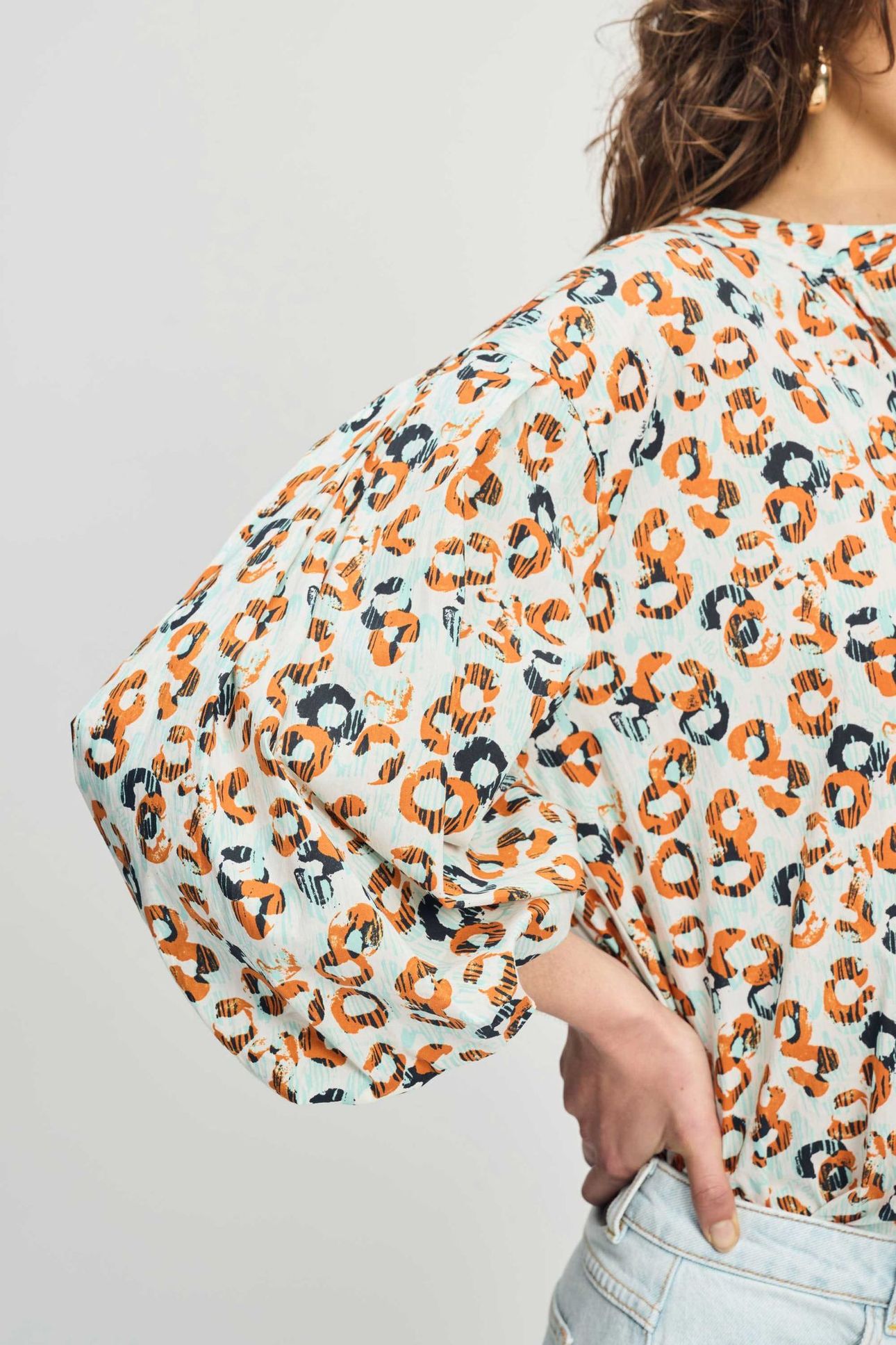 BLOUSE - POPLIN LEOPARD LUSH WHITE 6