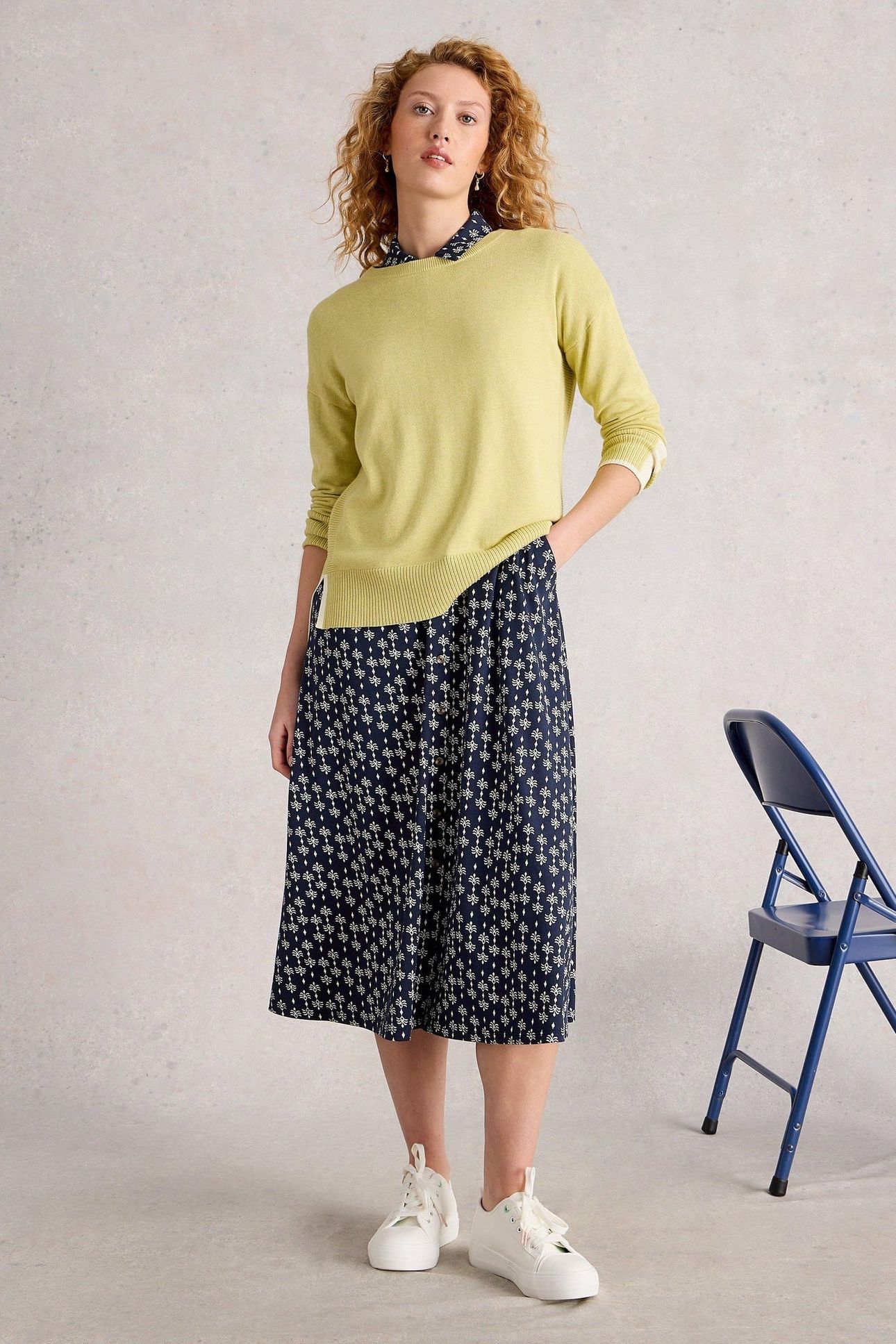 RUA JERSEY SHIRT DRESS NAVY PRINT 1