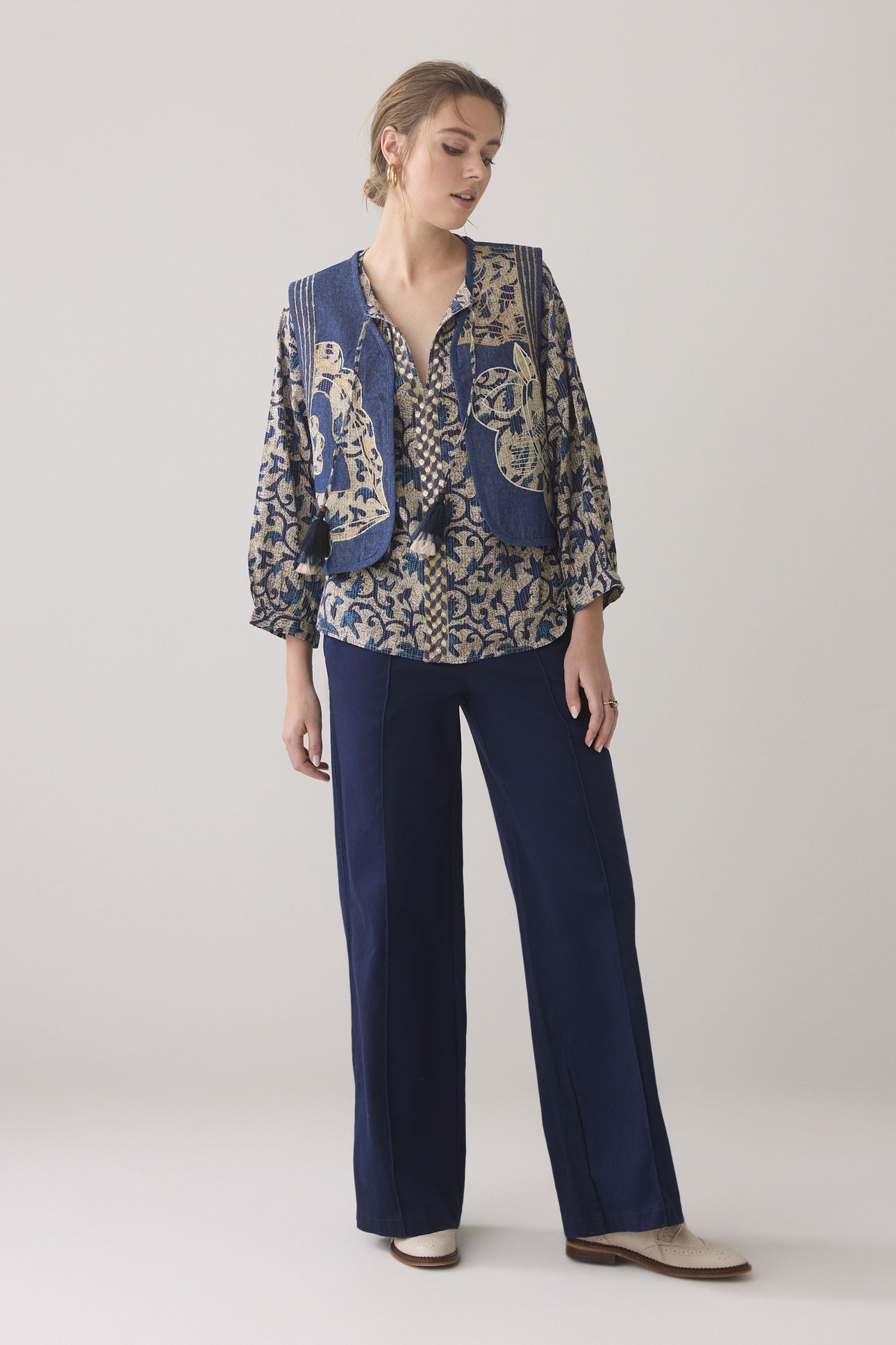 GILET BLOCK PRINT NAVY NOIR 2